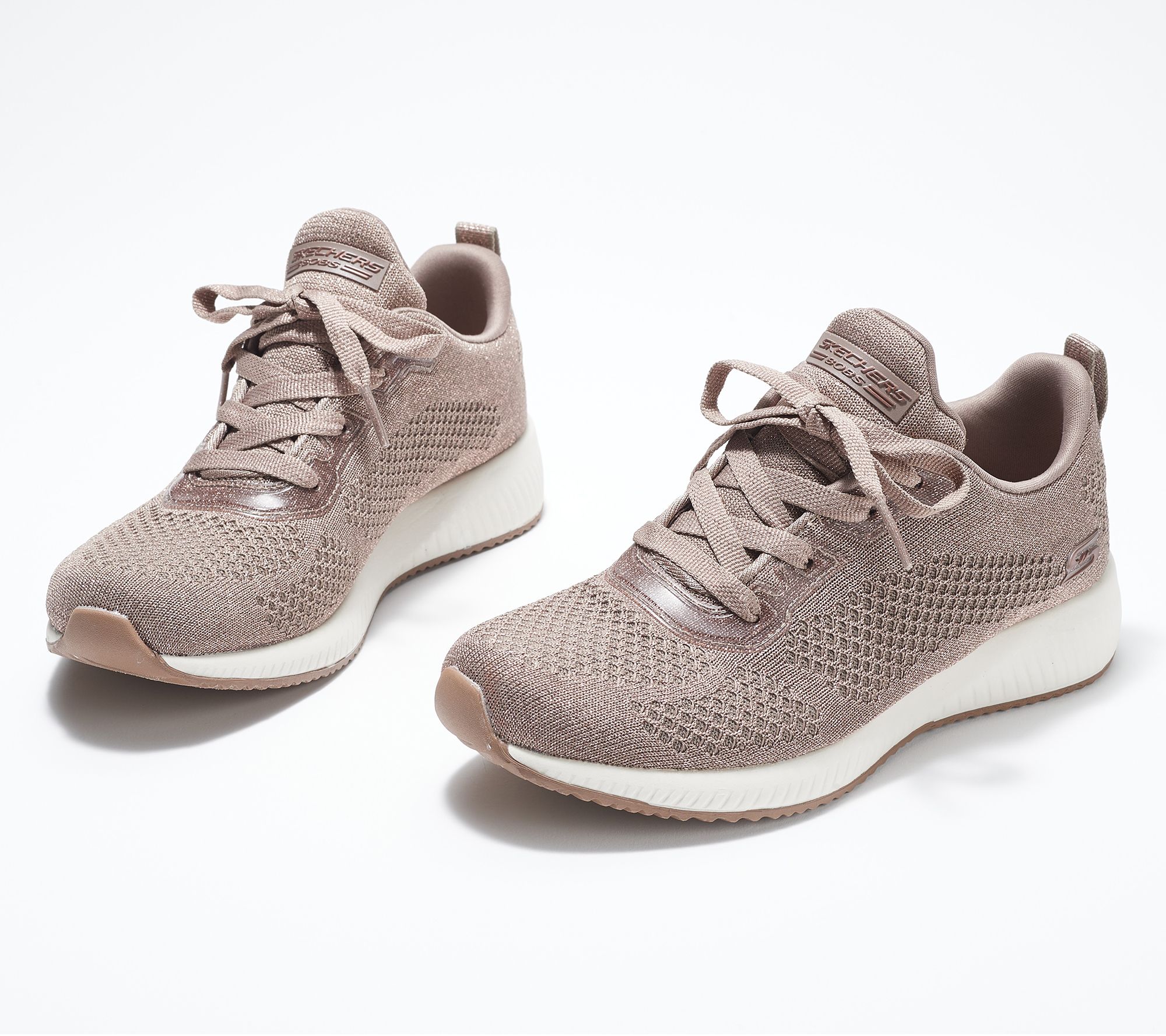 Skechers BOBS Sparkle Knit Lace-Up Sneakers - Squad Glitz