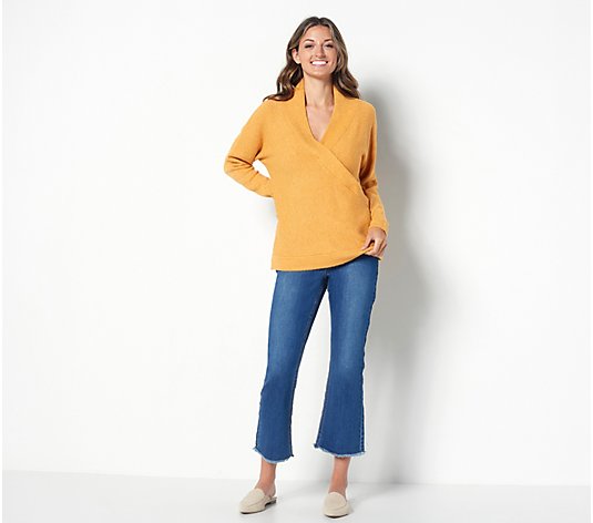 Laurie Felt Wrap Front Sweater with Long-Sleeves