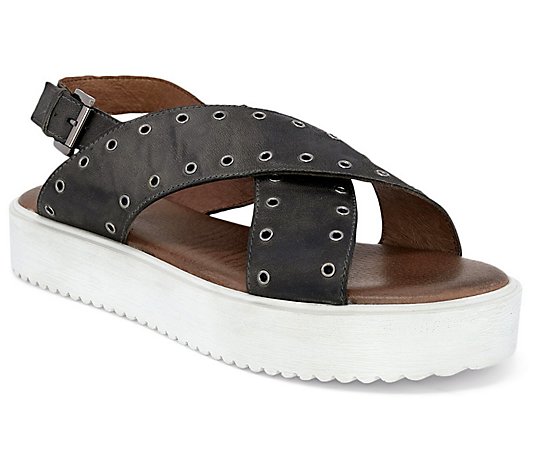 Roan Leather Crisscross Leather Strap Sandals -Hali