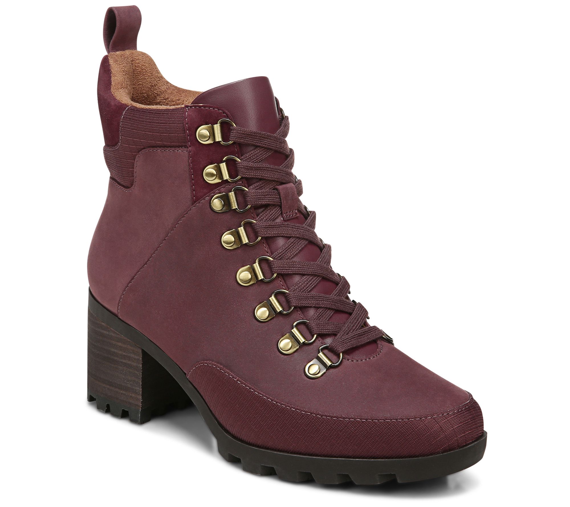 Vionic Leather Lace-Up Heeled Boots - Spencer - QVC.com