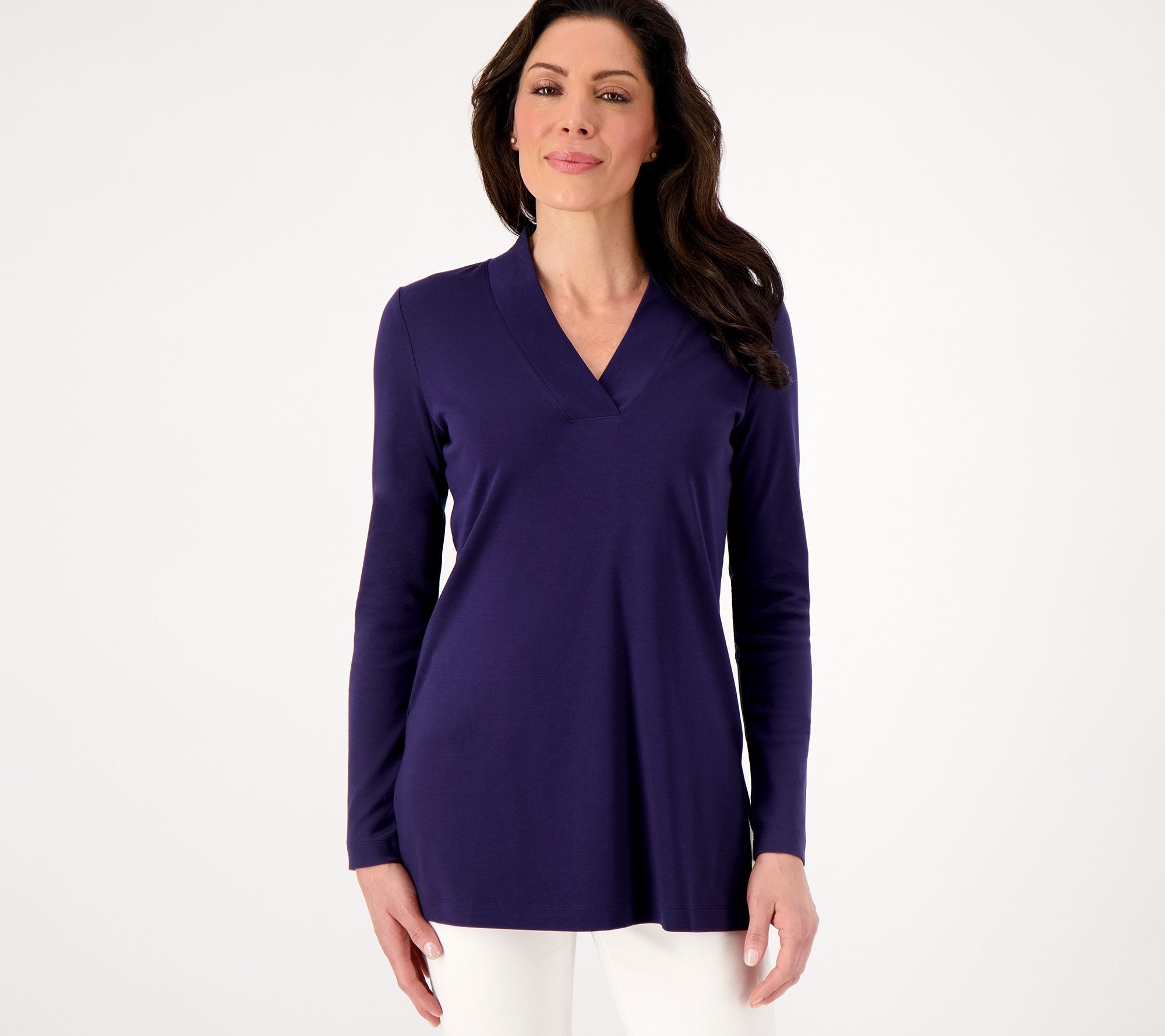 Isaac Mizrahi Live! Regular Essentials Pima V-Neck Tunic