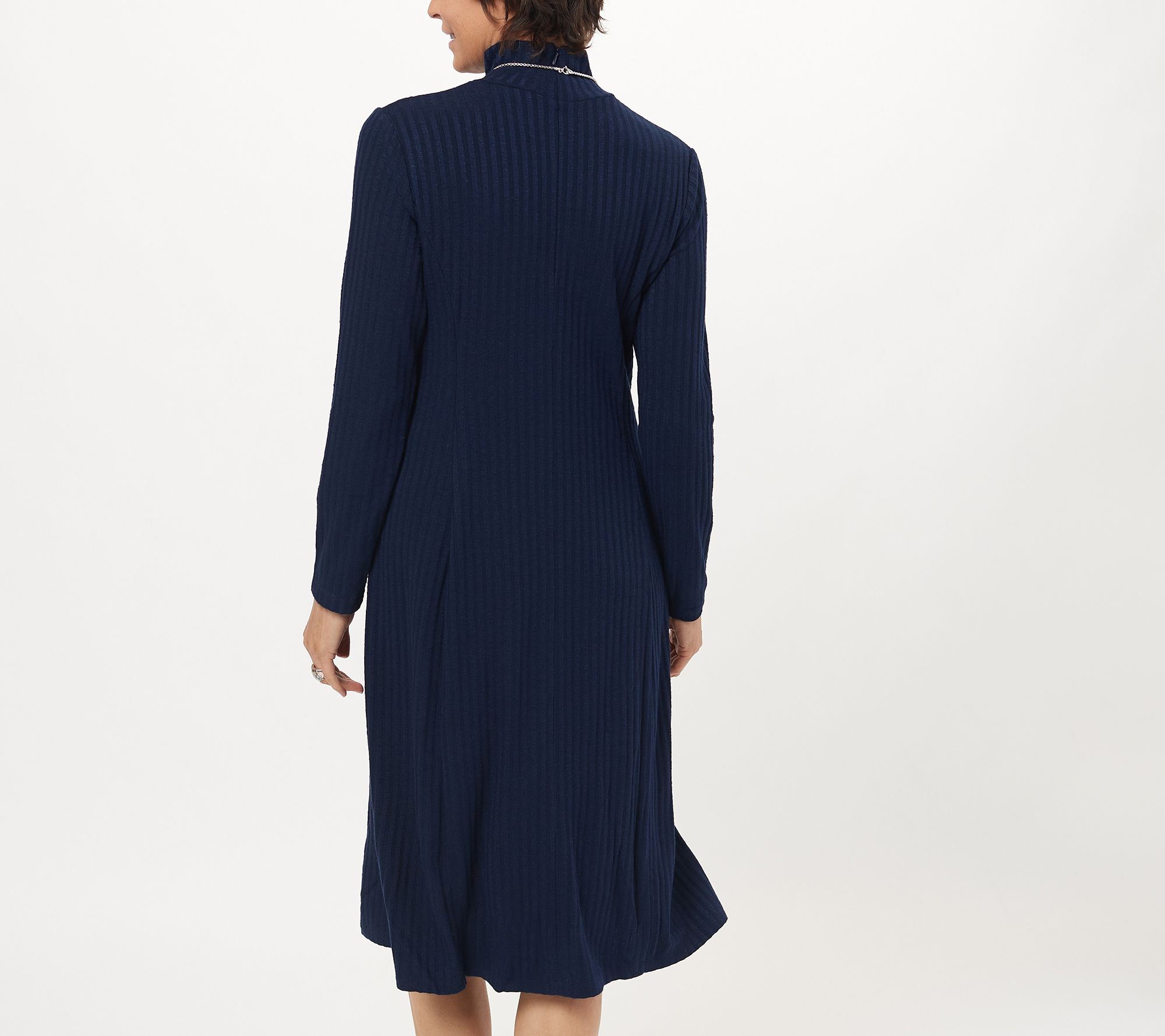 Susan Graver Sweater Rib Knit Mock Neck Midi Dress