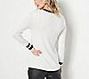 Susan Graver Weekend Brushed Waffle Knit Top w/Striped Rib Trim, 2 of 3