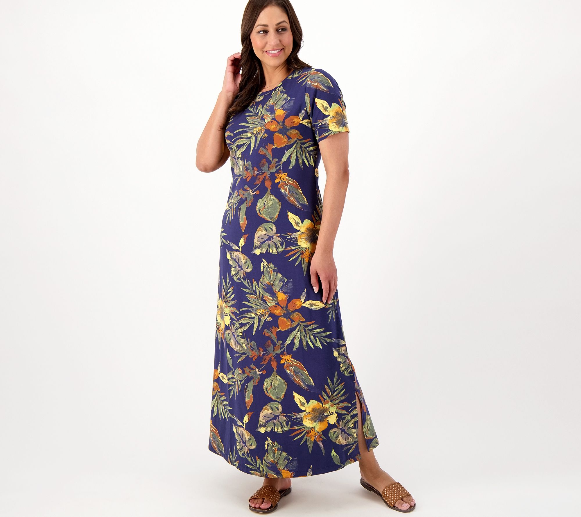 Denim & Co. Beach Regular Short Sleeve Maxi Dress