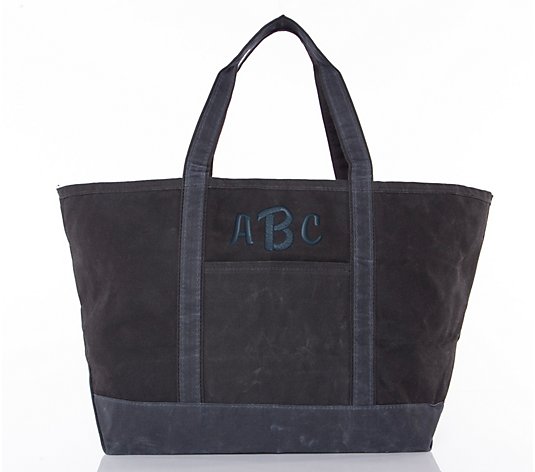 CB Station Personalized Waxed Canvas Large BoatTote