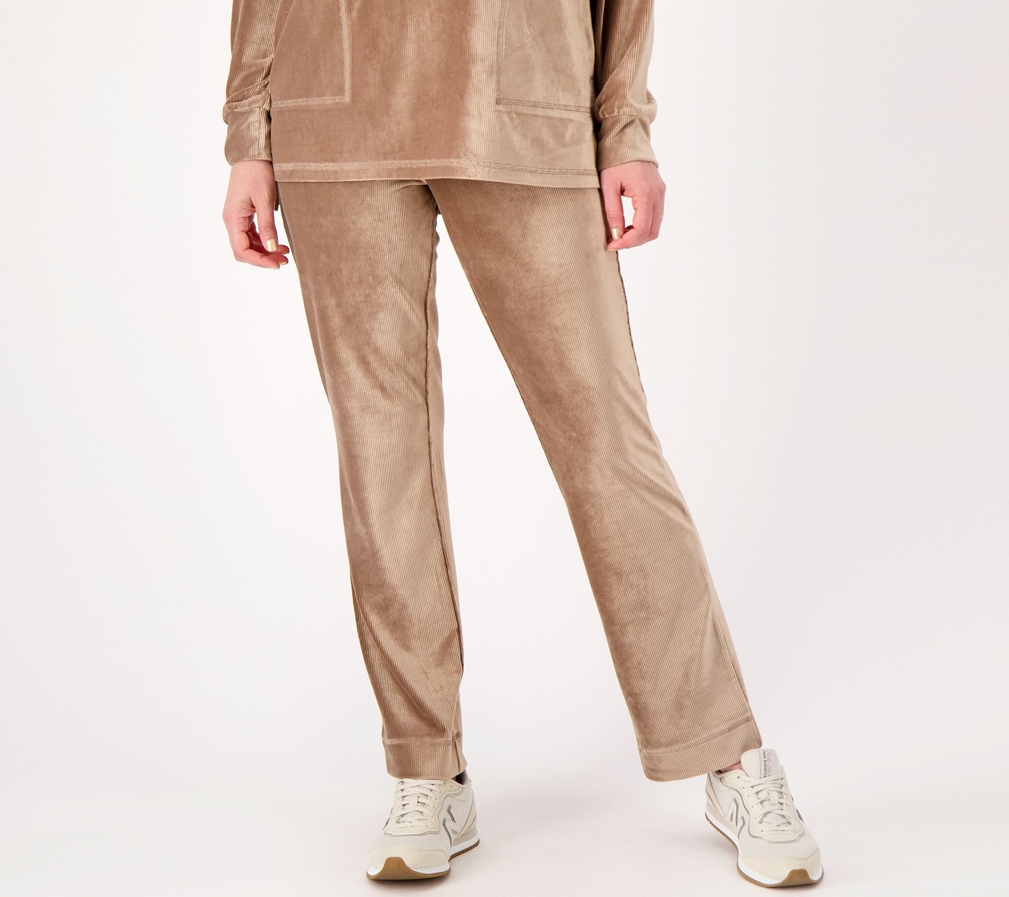 Isaac Mizrahi Live! Soho Regular Ribbed Velour Straight Leg Pant