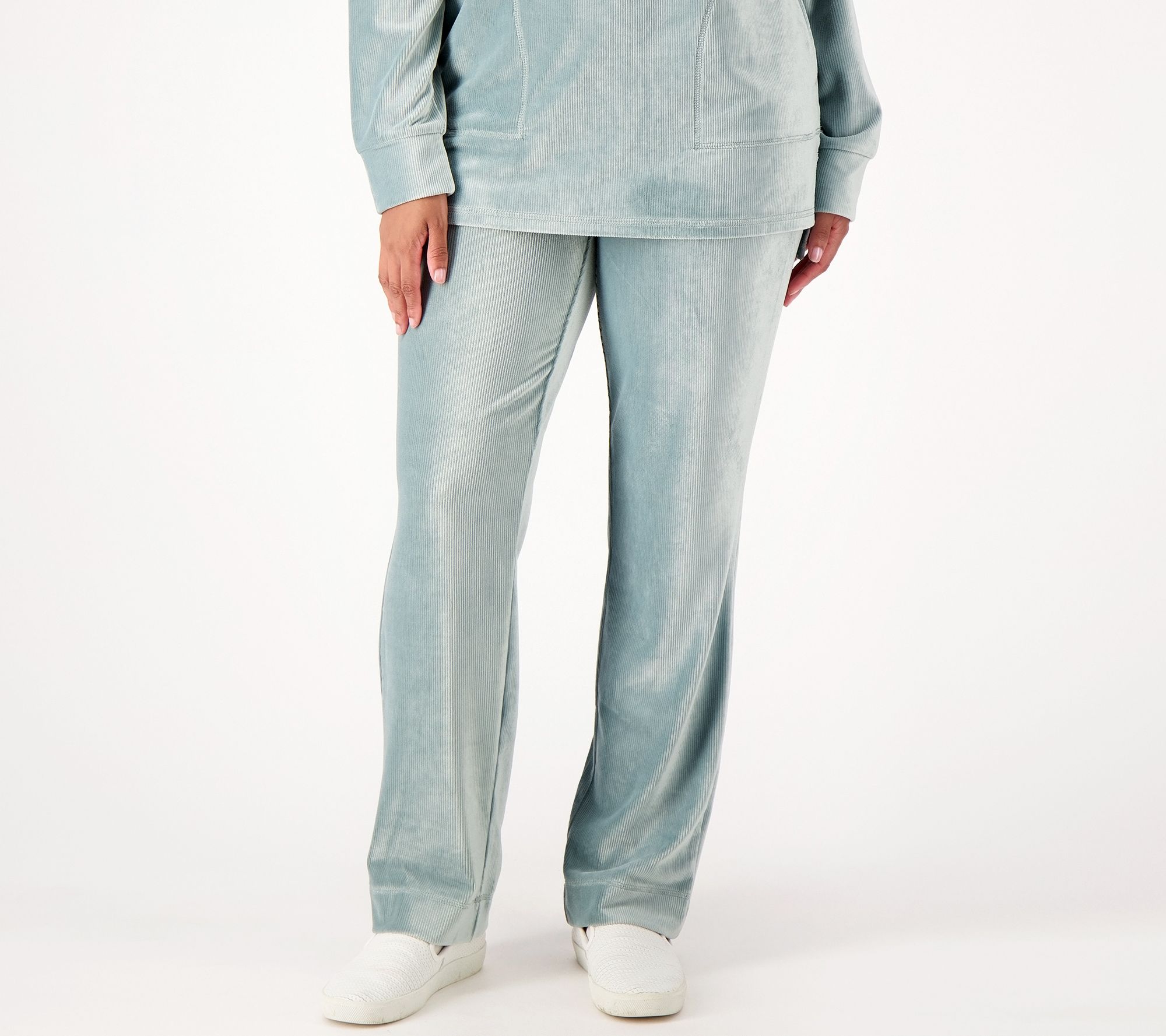 Isaac Mizrahi Live! Soho Regular Ribbed Velour Straight Leg Pant