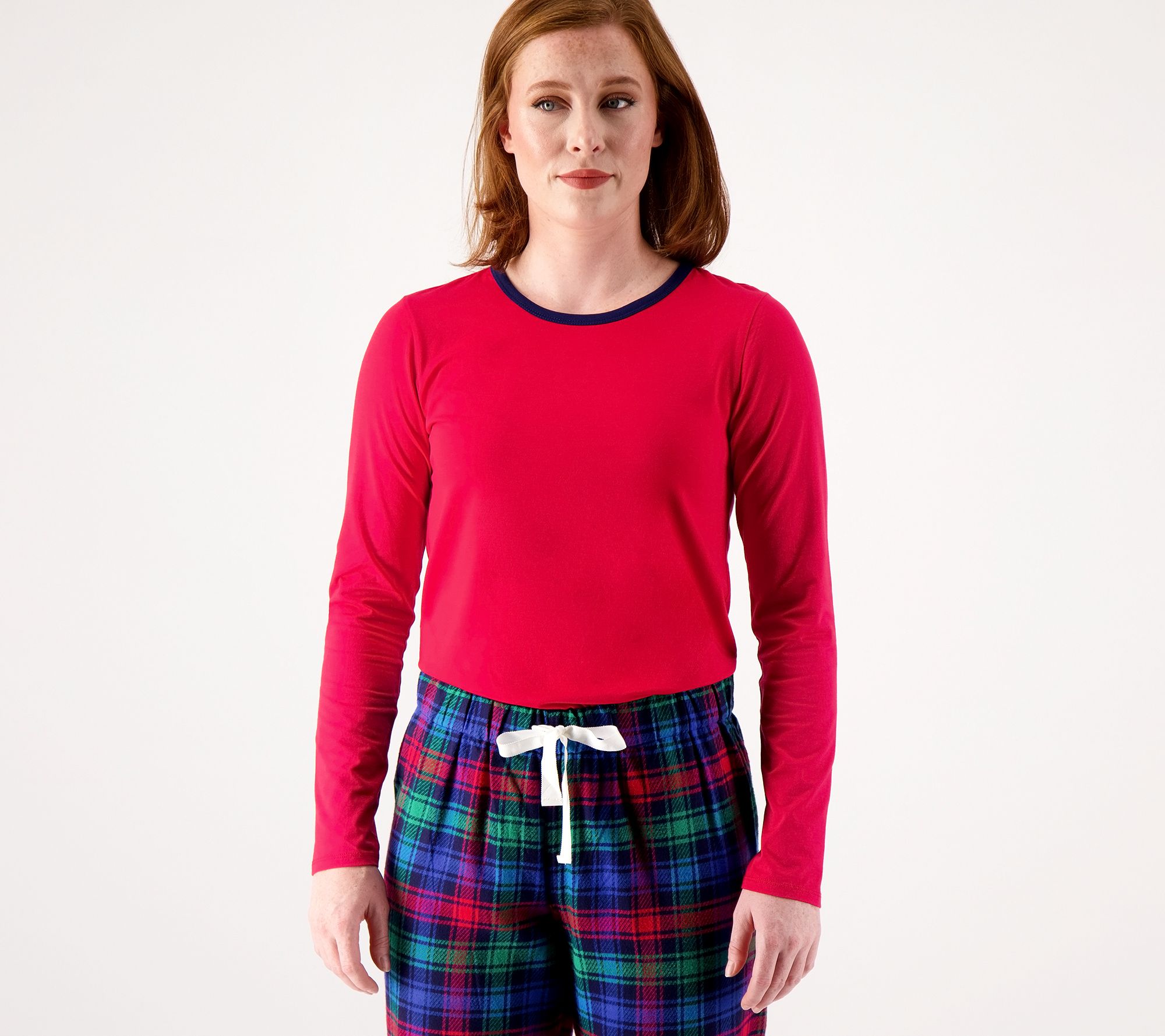 Lands' End Women's Knit Top & Flannel Pants Pajama Set 