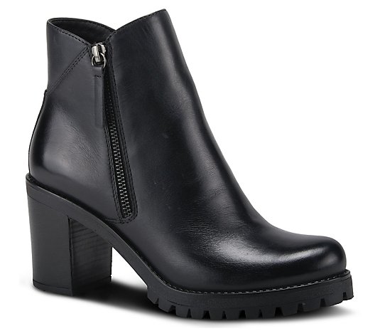 Spring Step Leather Chunky Heel Booties - Dealey
