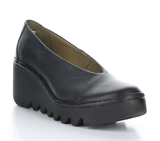 Fly London Leather Rubber Heel Shoes - Leny