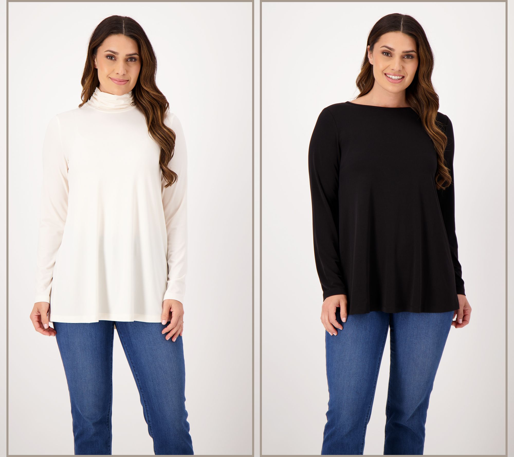 Susan Graver Modern Essentials Reg Liquid Knit Set of 2 Tunics