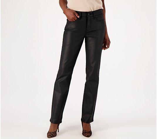 NYDJ Coated Denim Uplift Marilyn Straight Jeans- Black - QVC.com