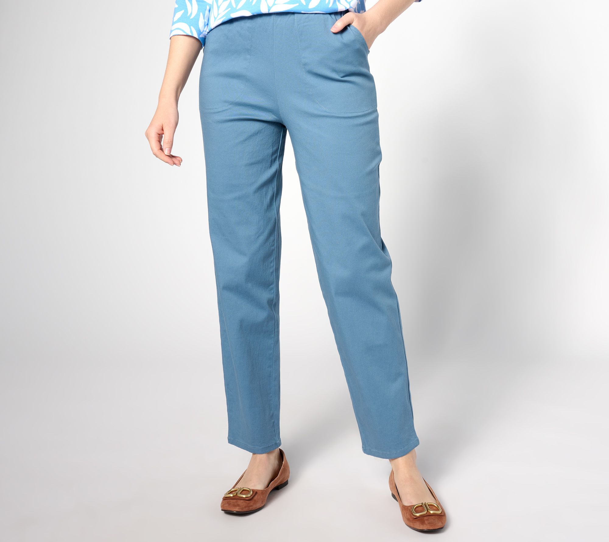 Denim & Co. Original Waist Stretch Regular Side Pocket Pant- Seasonal 