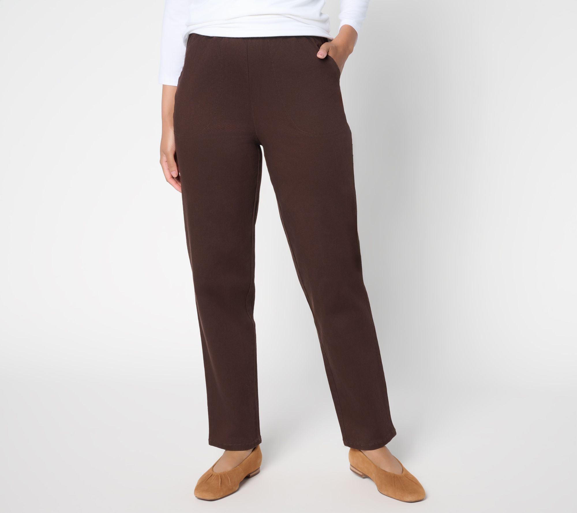 Denim & Co. Original Waist Stretch Regular Side Pocket Pants