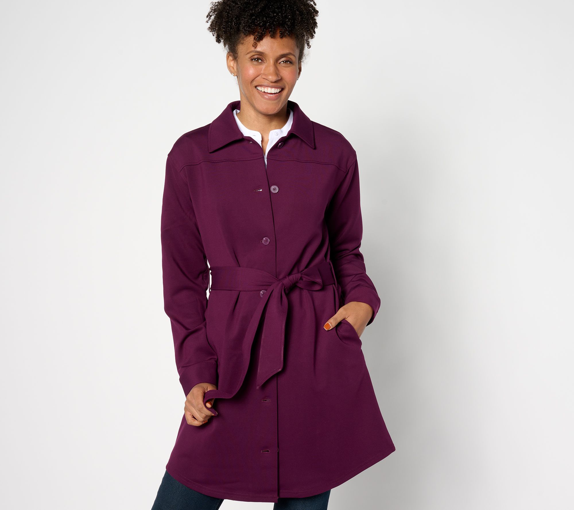 BEAUTIFUL by Lawrence Zarian Regular Ponte Button-Front Jacket