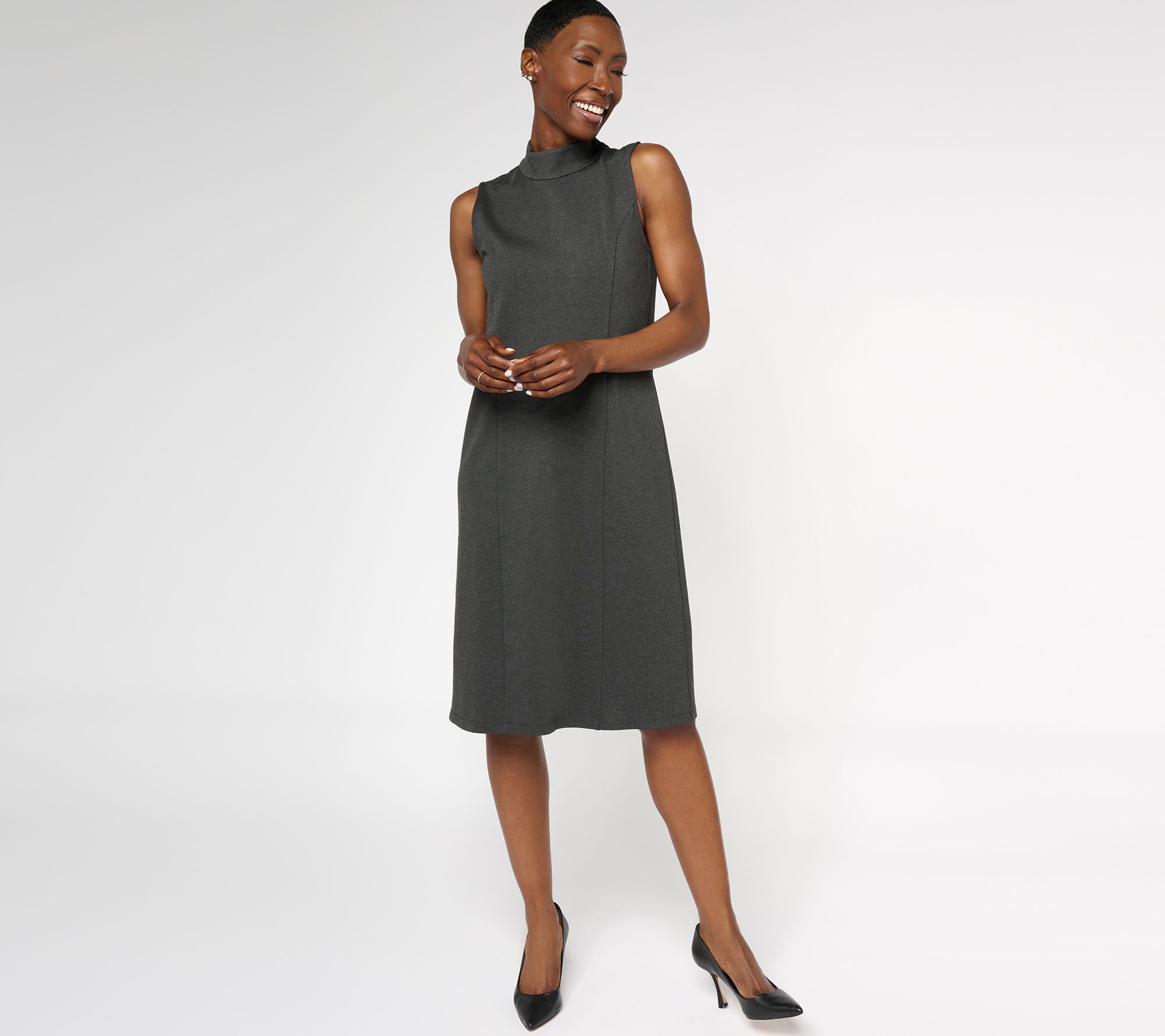 "As Is"Tailored by Susan Graver Petite Smart Ponte Mock Neck Dress