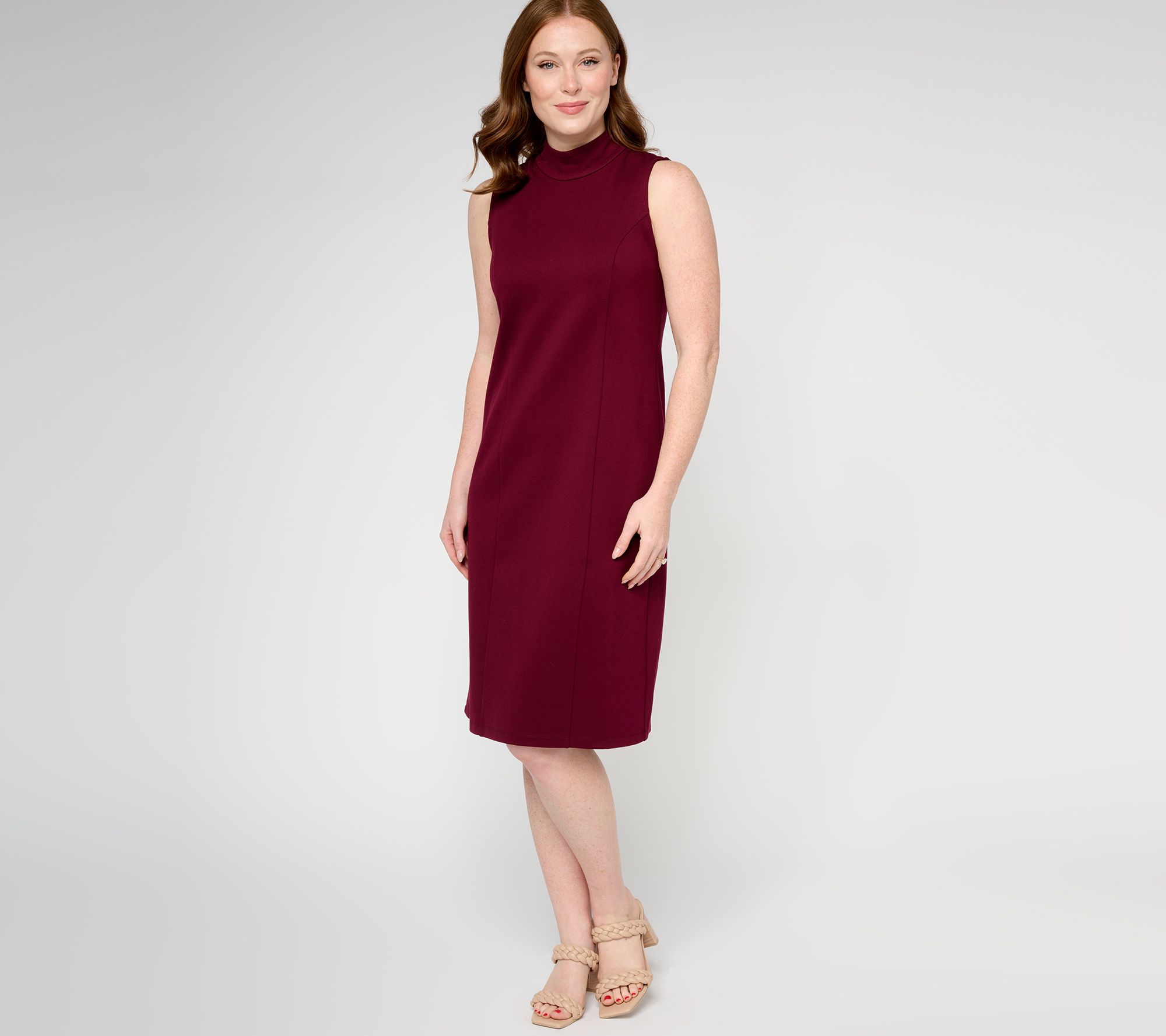 "As Is"Tailored by Susan Graver Petite Smart Ponte Mock Neck Dress