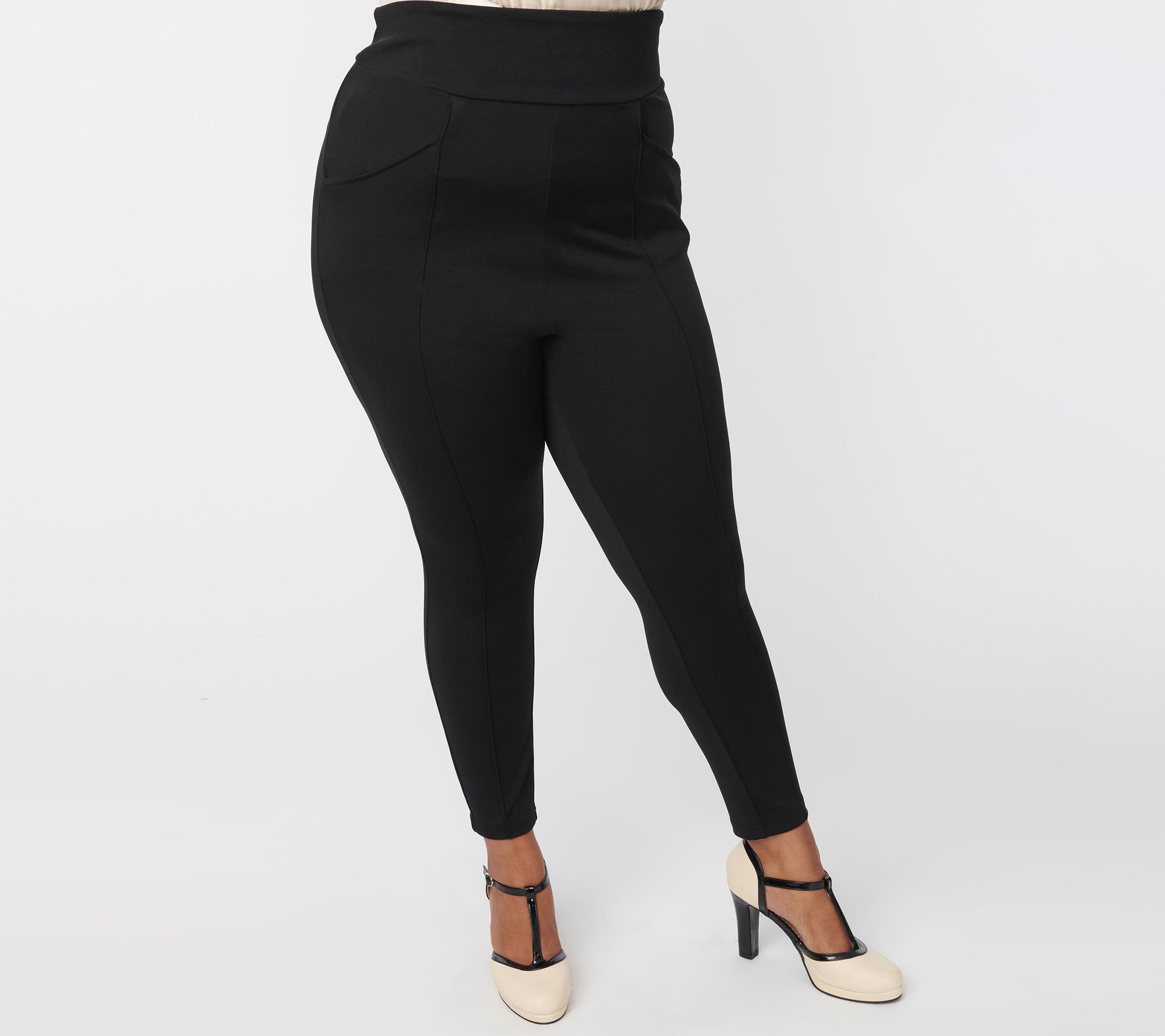 Unique Vintage Plus Size Black Pintuck High Wai st Pants - QVC.com