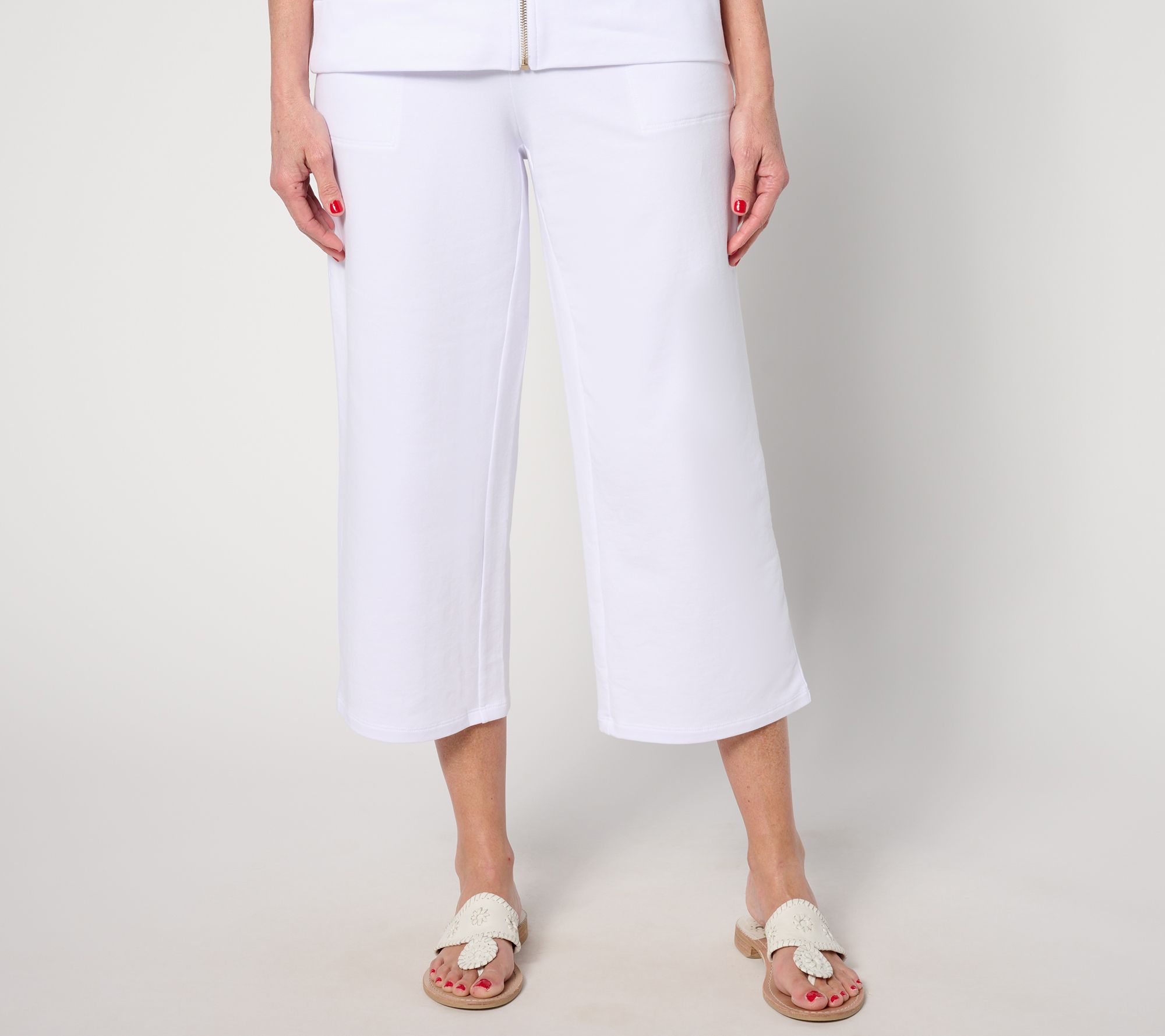 Belle Beach by Kim Gravel Petite French Terry Cropped Pant