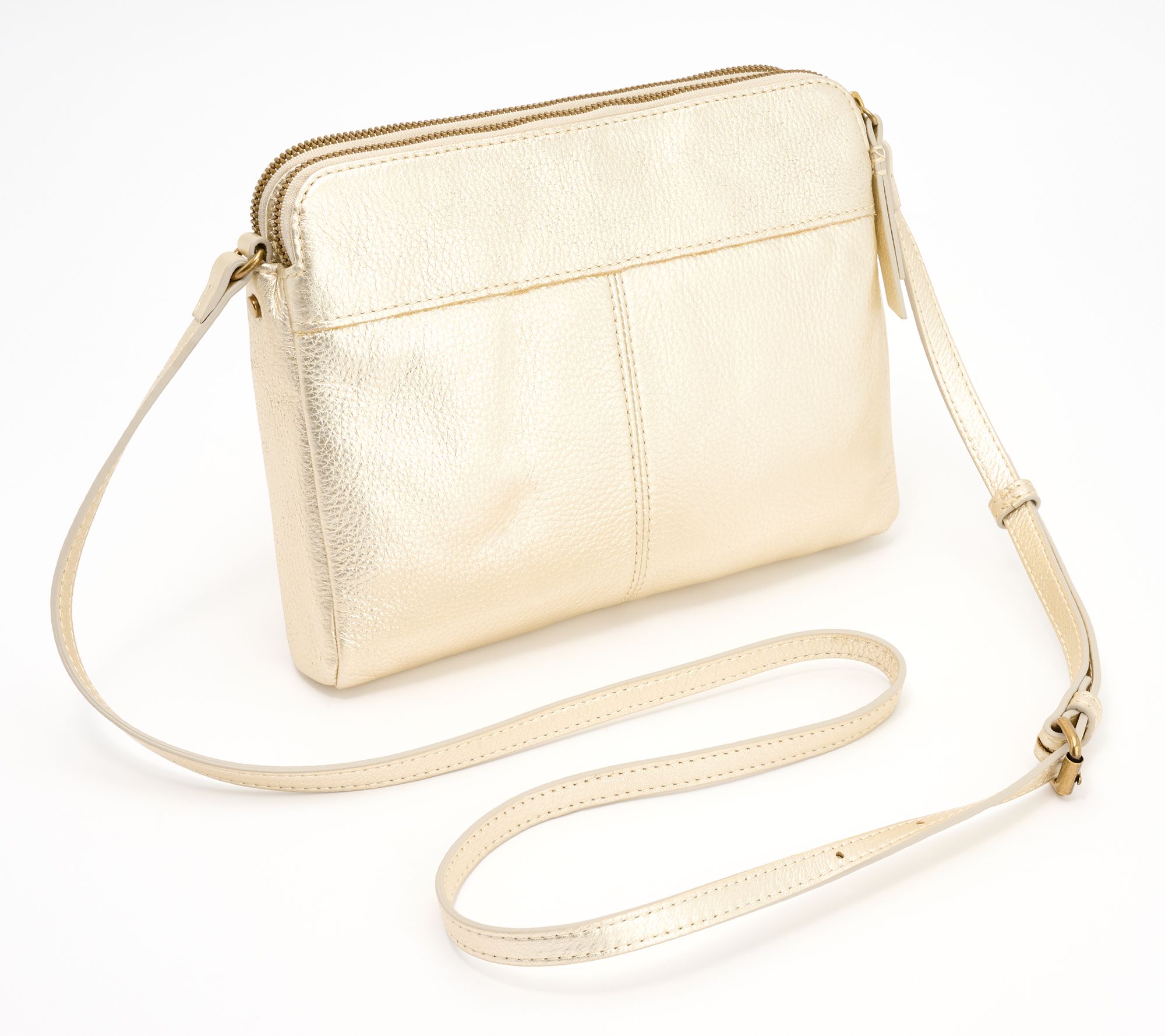 American Leather Co. York Leather Triple Entry Crossbody - QVC.com