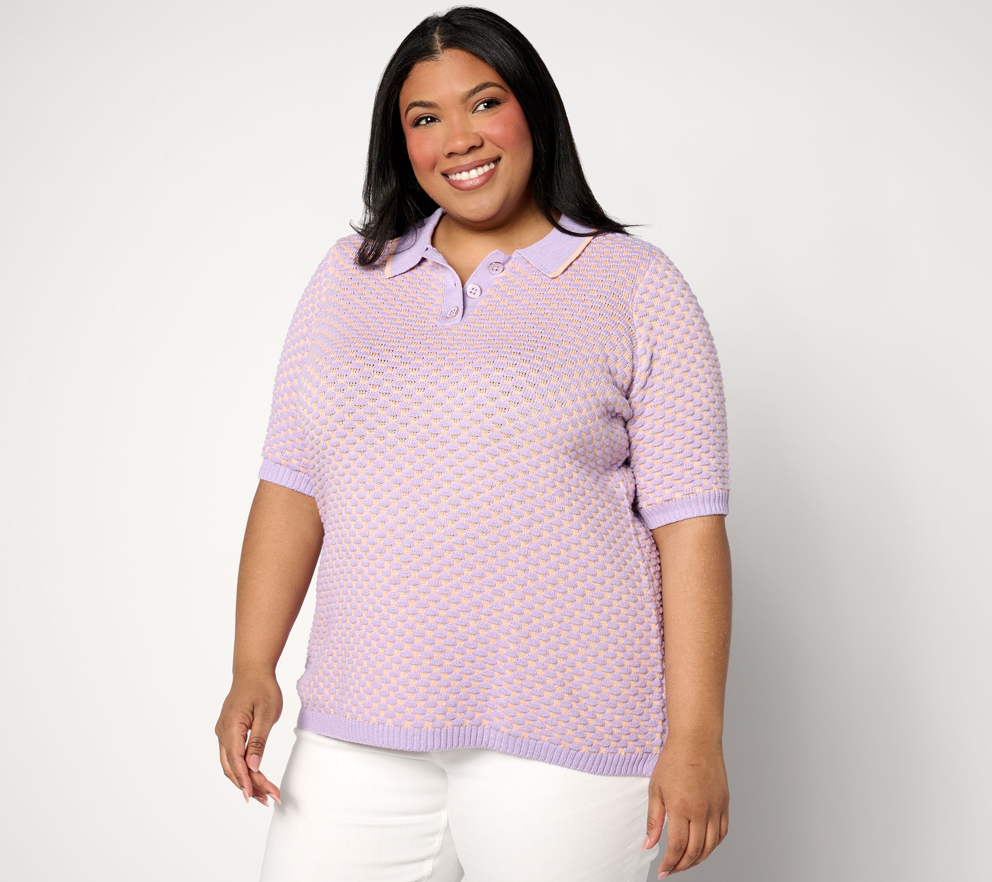 "As Is" Sport Savvy Elbow Sleeve Polo Sweater