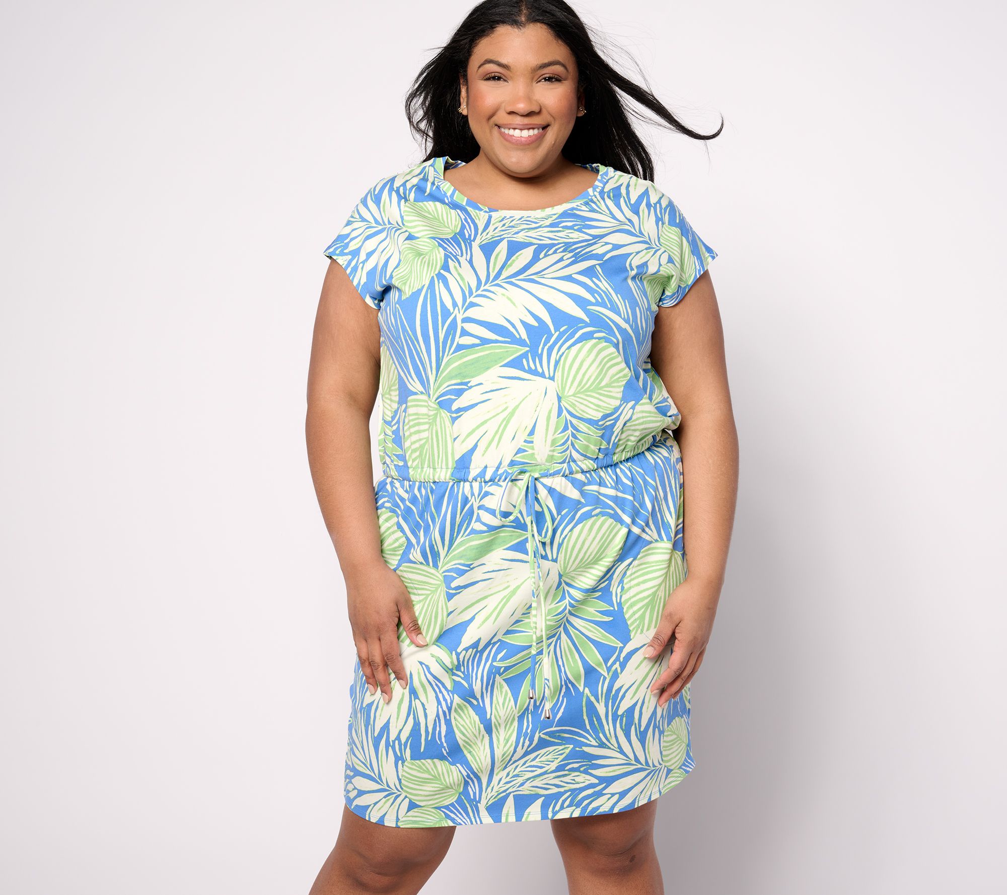 "As Is" Belle by Kim Gravel TripleLuxe Knit Polynesian Palm Day Dress