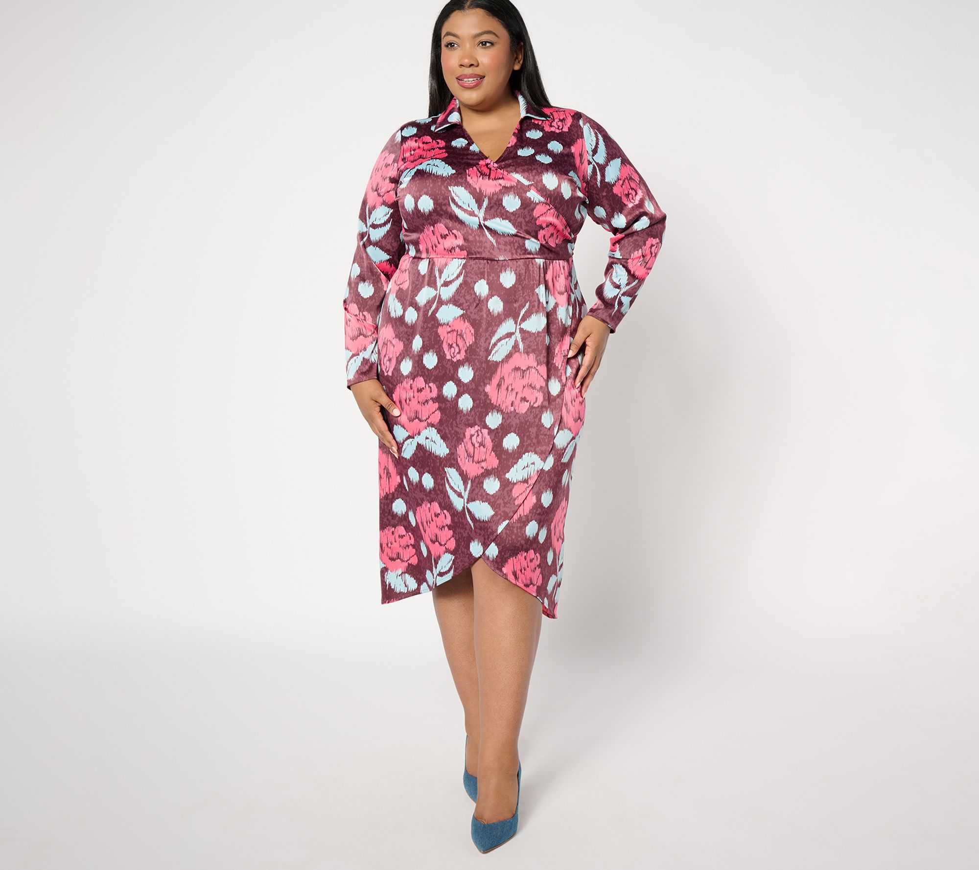 BEAUTIFUL by Lawrence Zarian Petite Printed Faux Wrap Dress