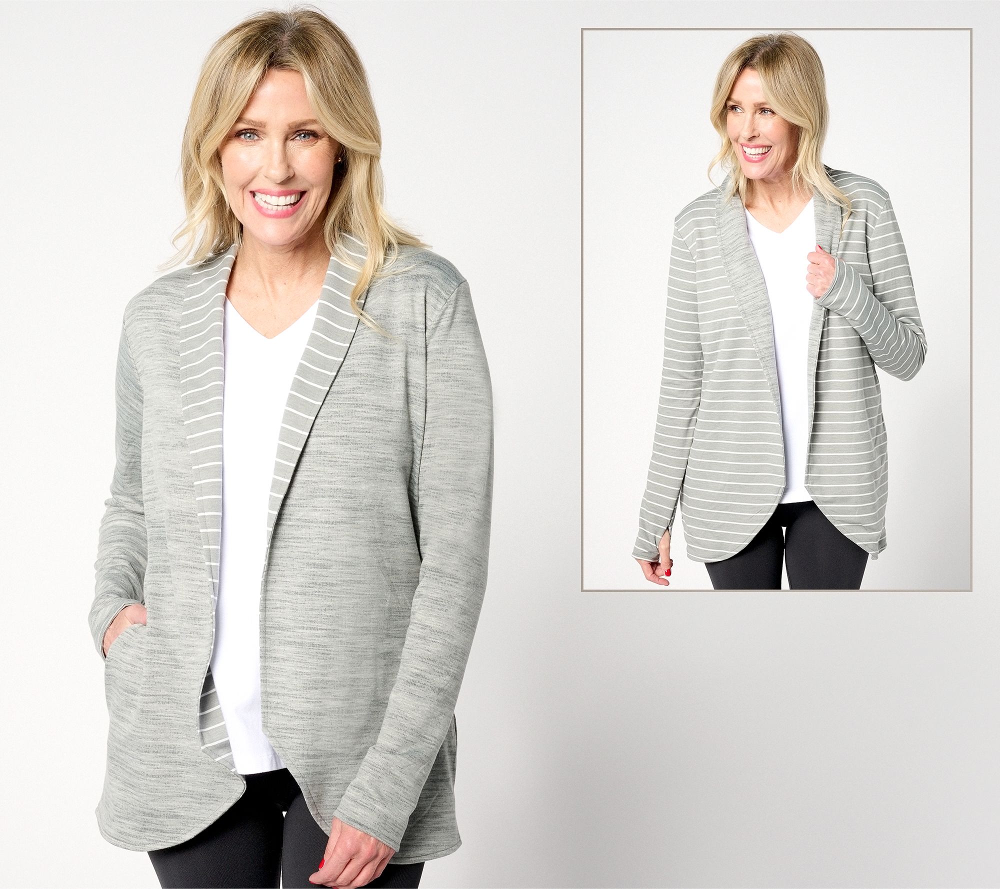 "As Is" MUK LUKS Light French Terry Reversible Cardigan