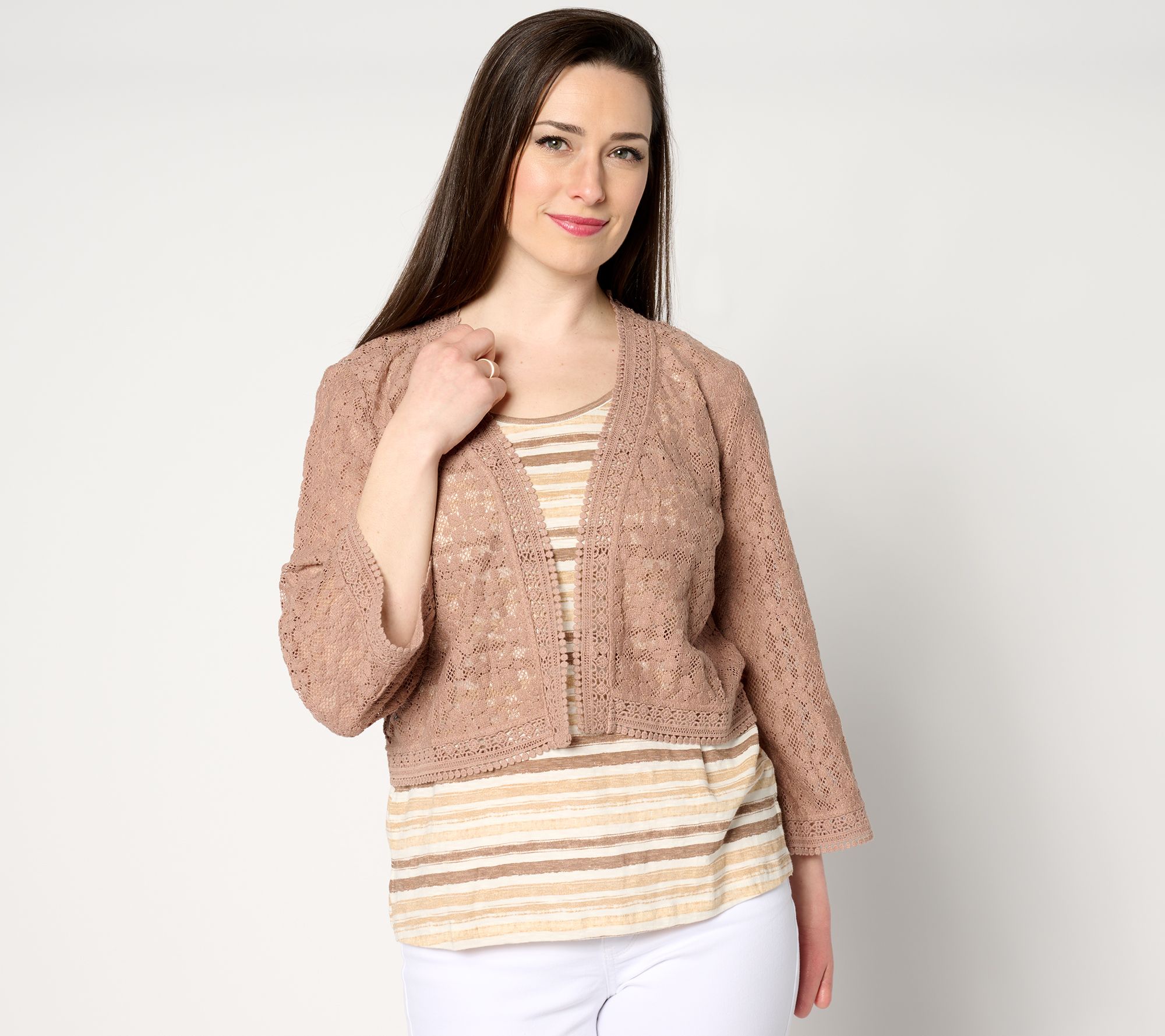 "As Is" Isaac Mizrahi Live! Bridgehampton Crochet Lace Bolero