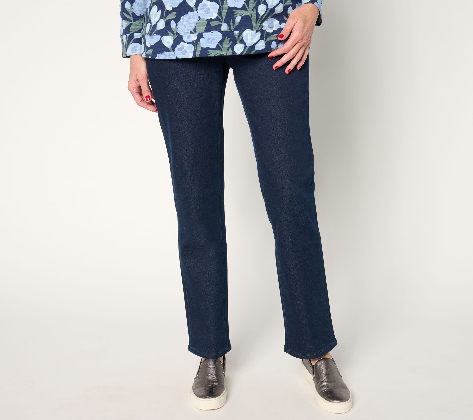 Denim & Co. Petite Comfy Knit Straight Leg Pull-On Jean
