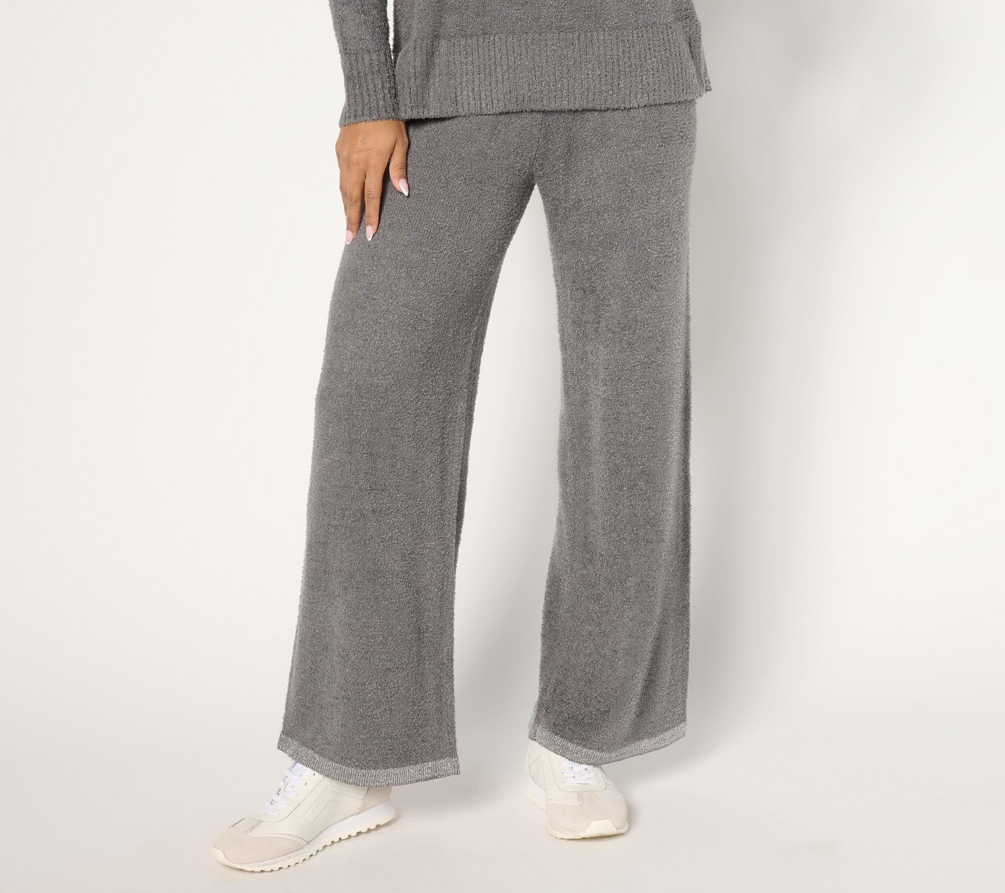 Isaac Mizrahi Live! Petite Apres Cozy Eyelash Yarn Wide Leg Pants