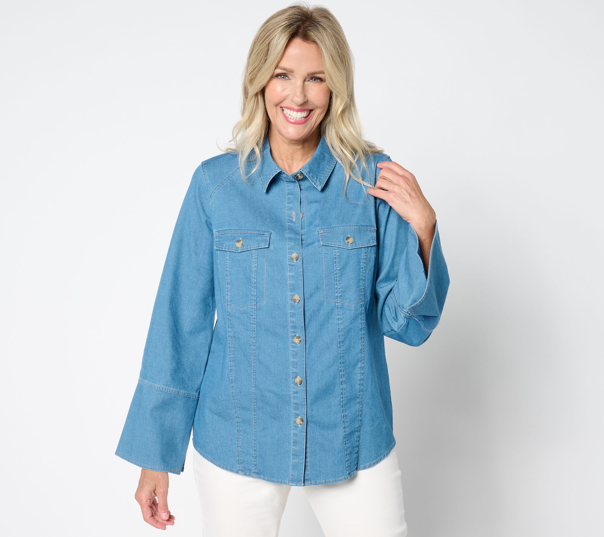 "As Is" Belle Boho by Kim Gravel Bracelet Belle Sleeve Denim Shirt