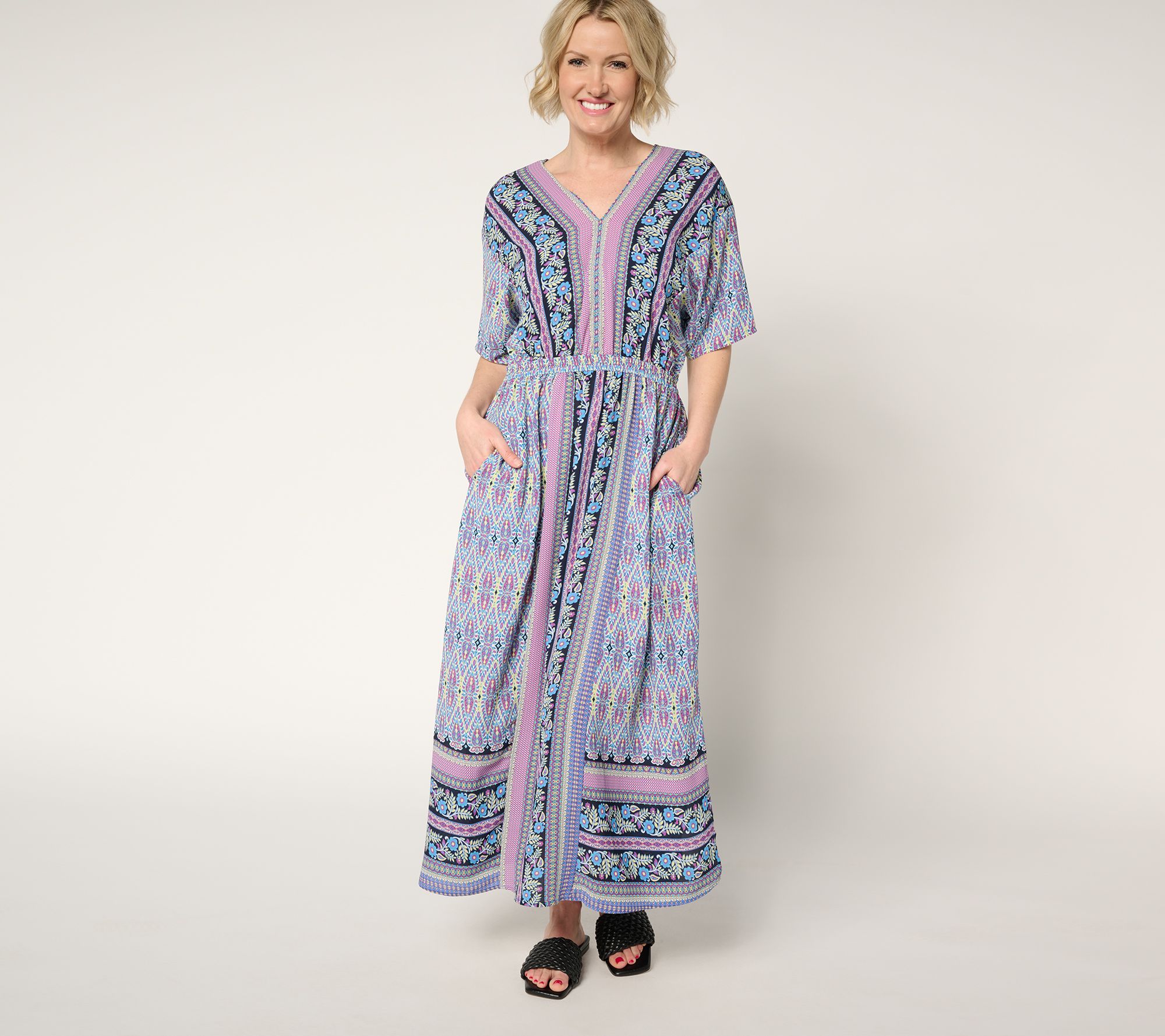 Belle Boho by Kim Gravel Petite Lotus Sunrise Border Maxi Dress