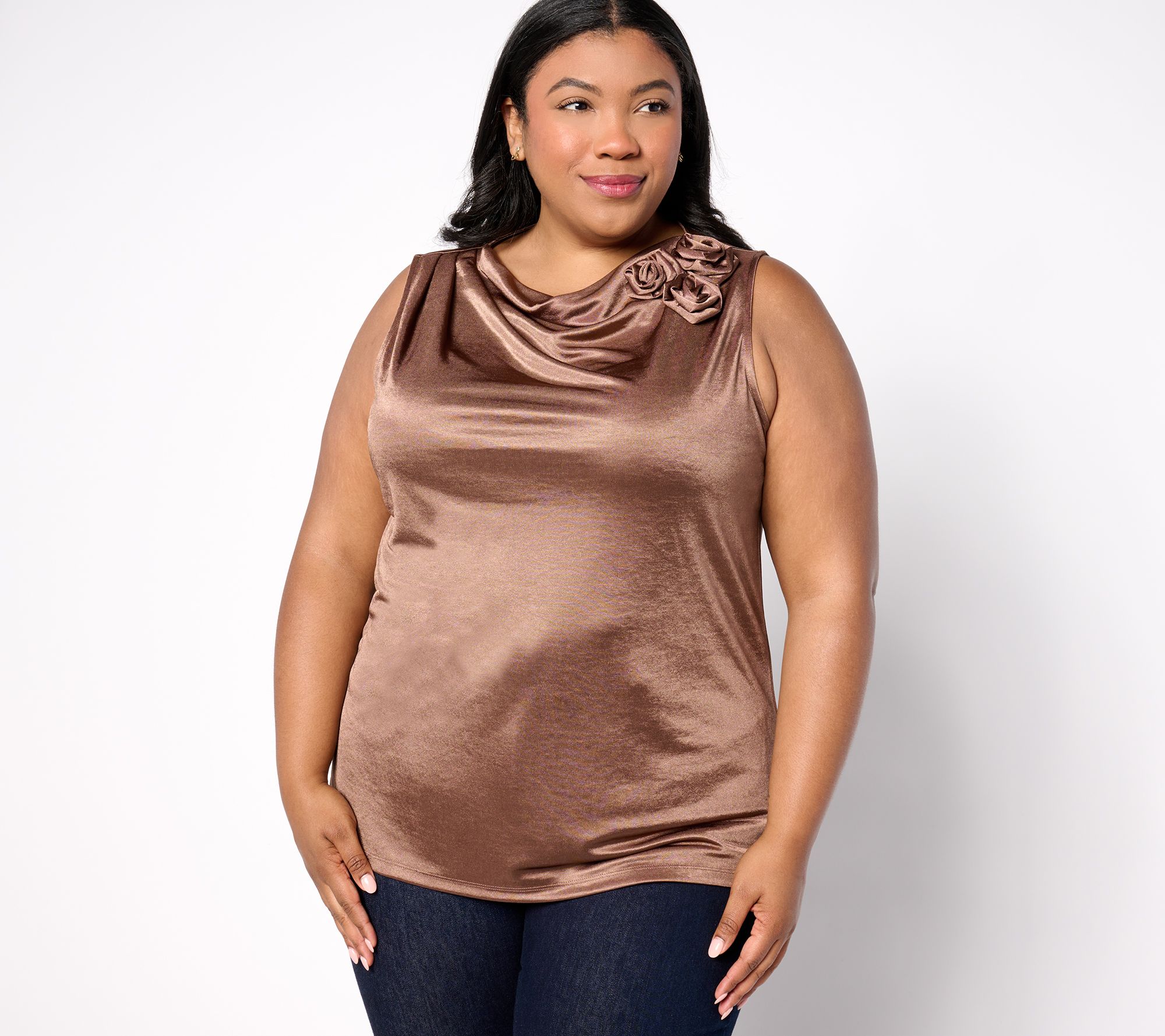 "As Is" BEAUTIFUL by Lawrence Zarian Knit Satin Rosette Top