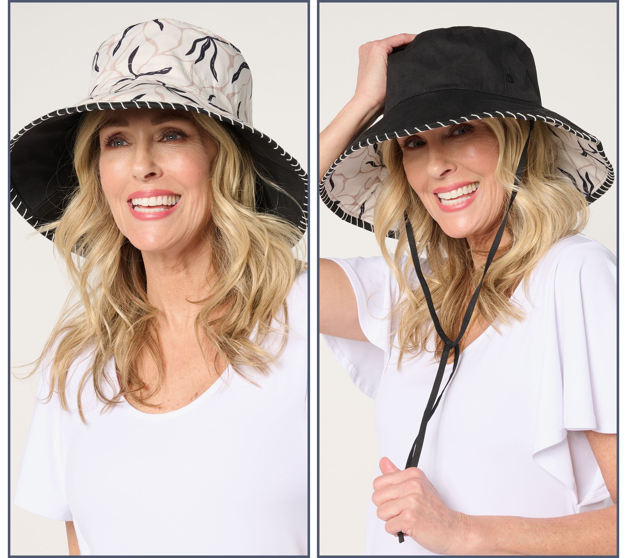 Sprigs Reversible Sun Hat with Whipstitch Detail