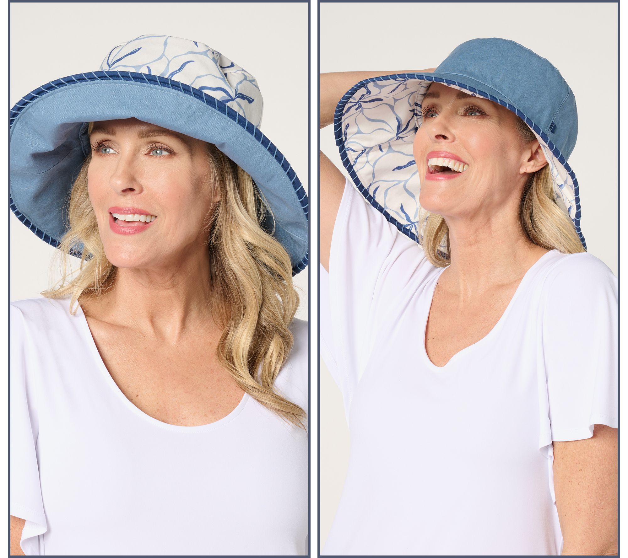 Sprigs Reversible Sun Hat with Whipstitch Detail