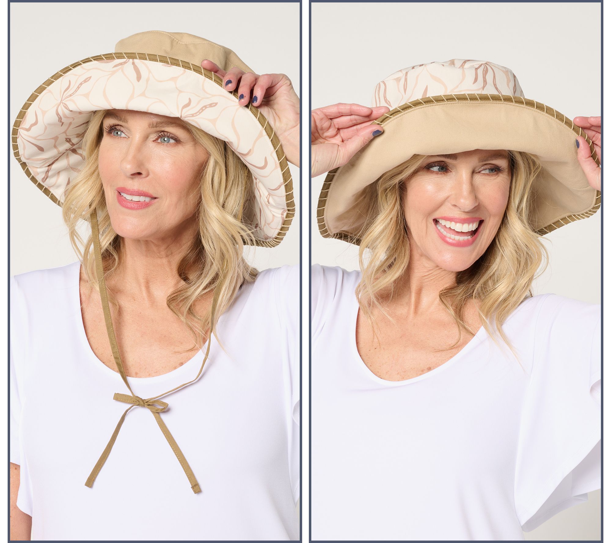 Sprigs Reversible Sun Hat with Whipstitch Detail