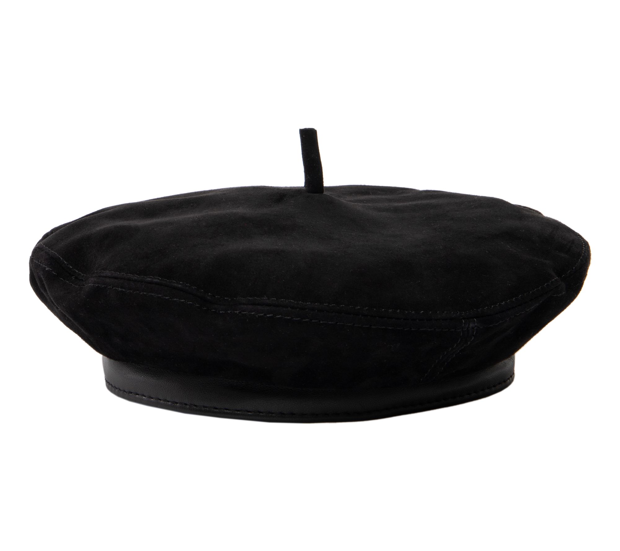 Trina by Trina Turk Slouchy Suede and Leather Beret