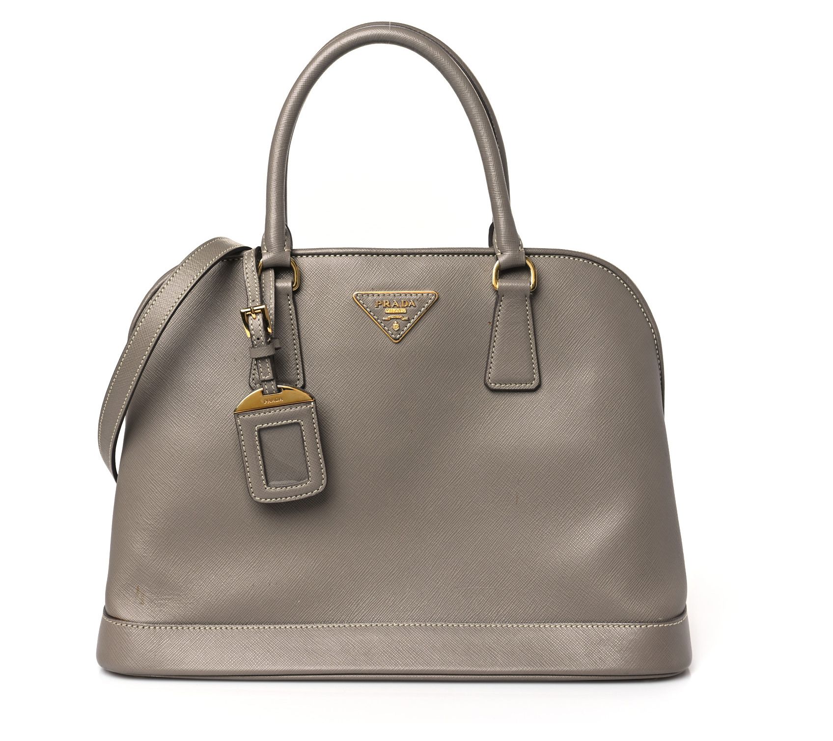 Pre-Owned Prada Saffiano Lux Tote Promenade Arg illa Grey