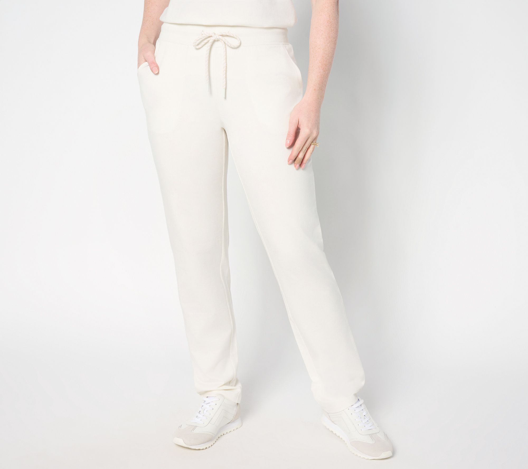 Denim & Co. Active Regular French Terry Straight Leg Pant