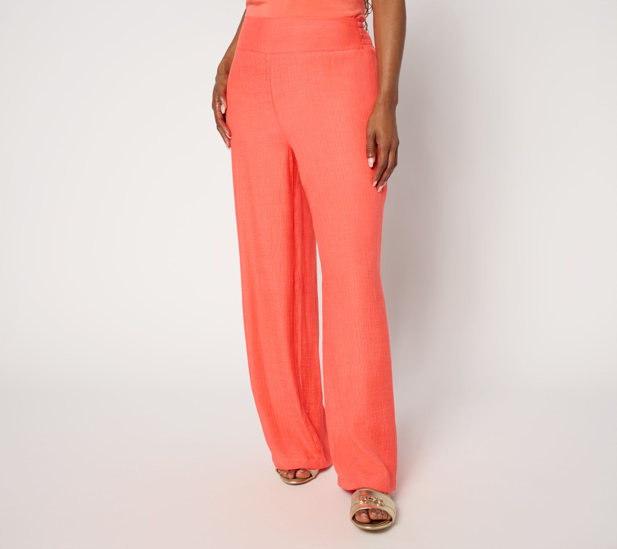 nicole by Nicole Miller Regular Pull-On Sally Pucker Wide Leg Pant