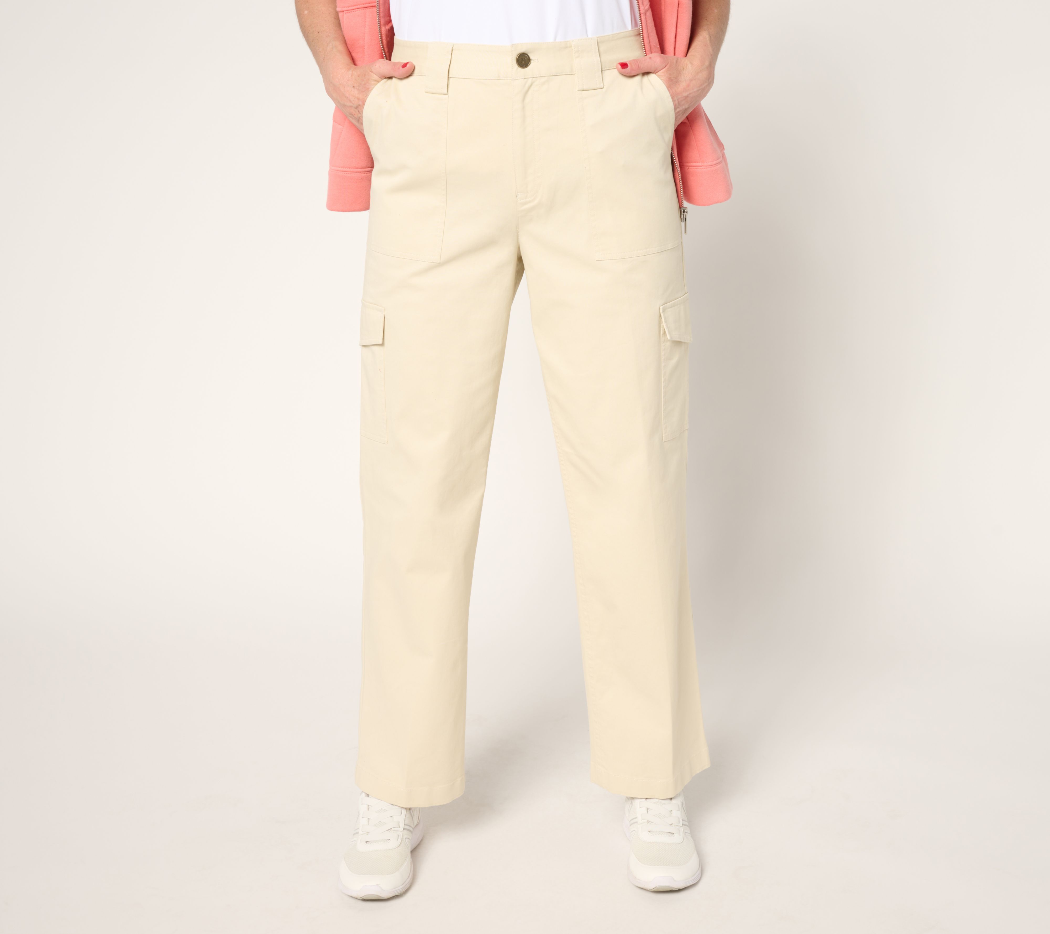 Martha Stewart Signature Petite Twill Straight Leg Cargo Pants