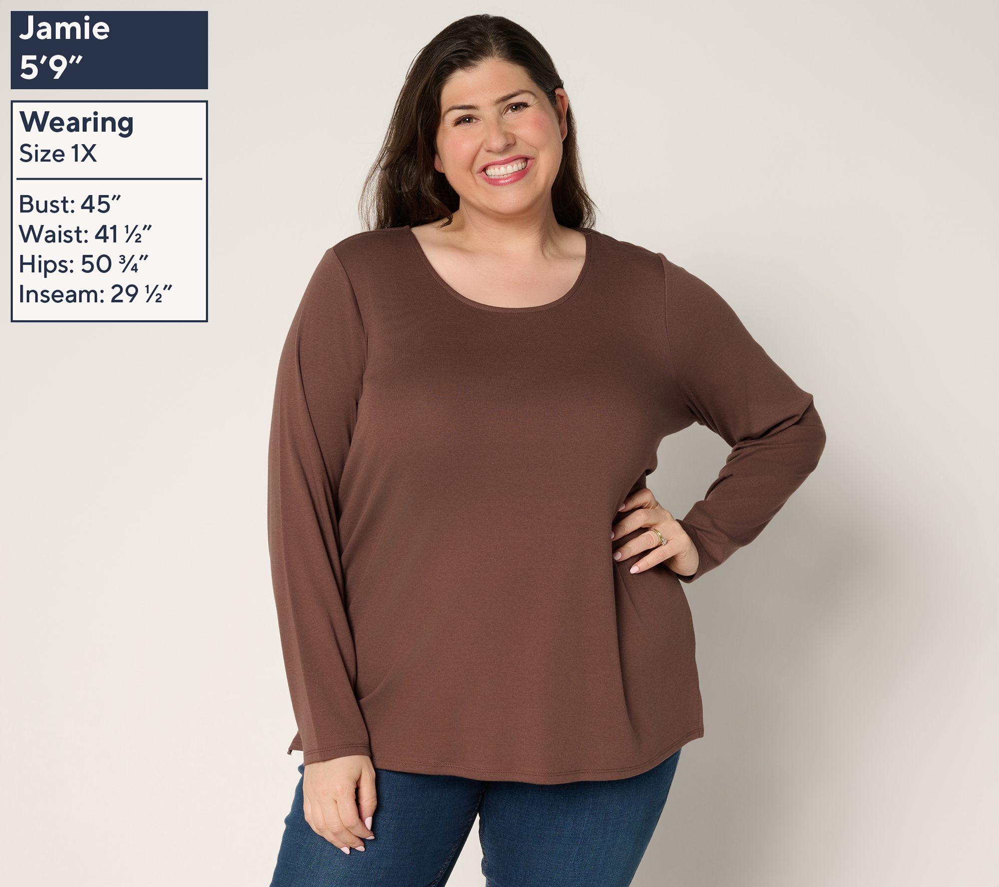 Belle by Kim Gravel TripleLuxe Scoop Neck Long Sleeve Top - QVC.com