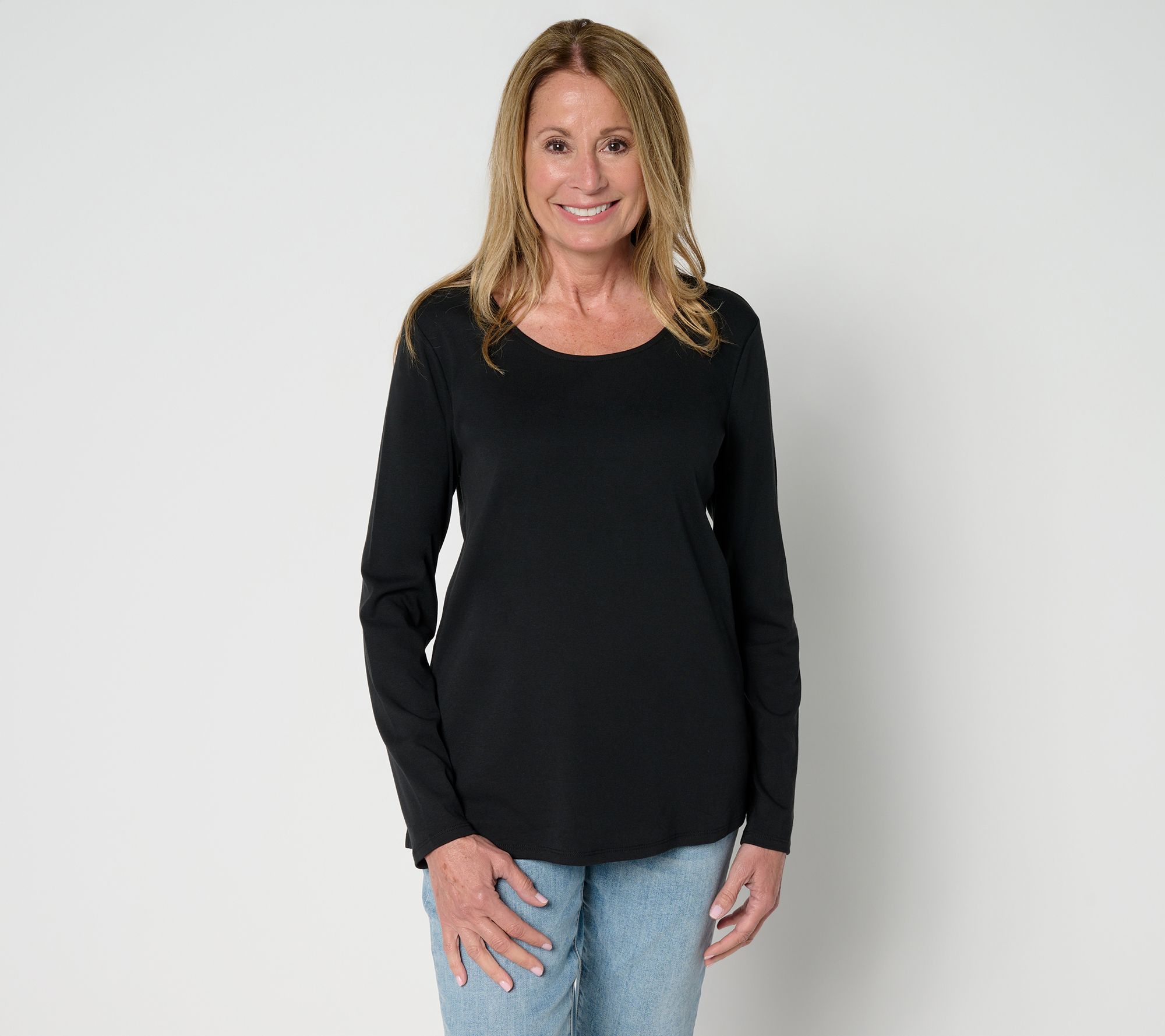 Belle by Kim Gravel TripleLuxe Scoop Neck Long Sleeve Top