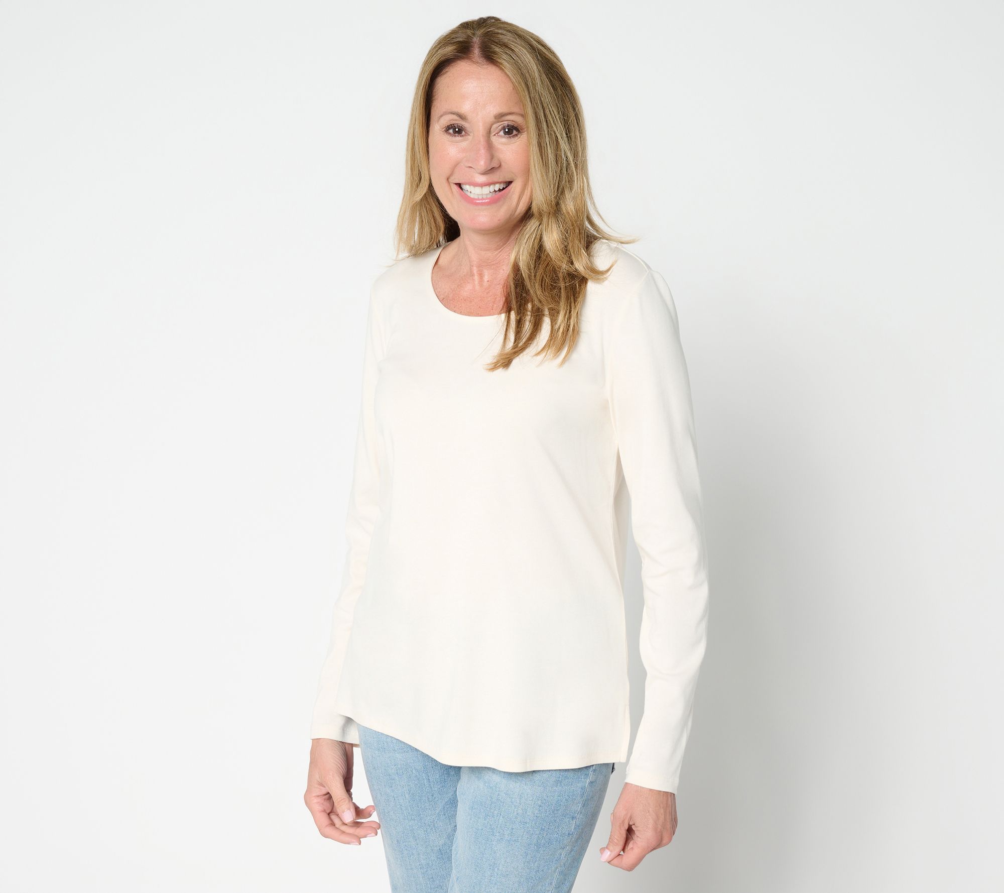 Belle by Kim Gravel TripleLuxe Scoop Neck Long Sleeve Top