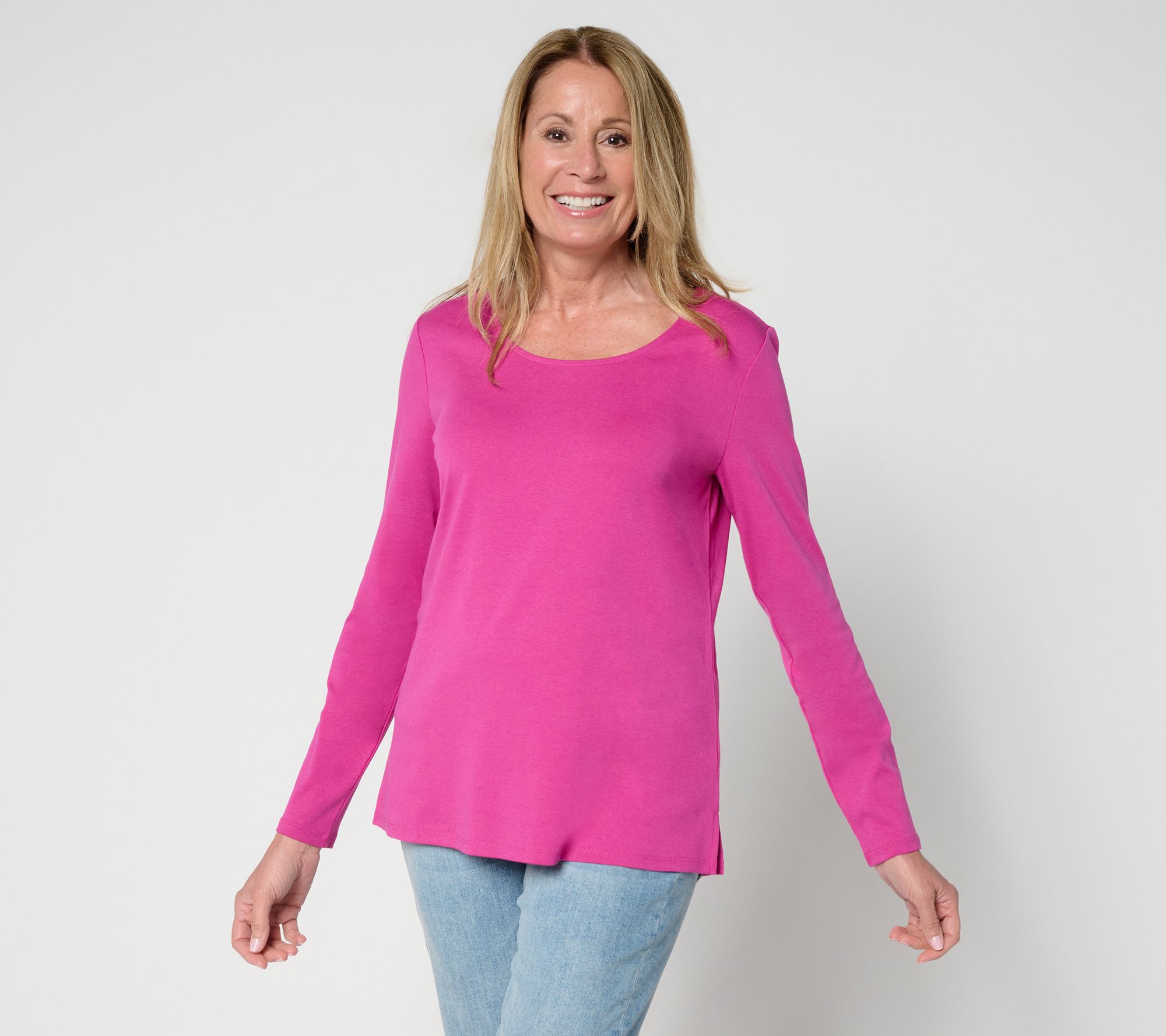 Belle by Kim Gravel TripleLuxe Scoop Neck Long Sleeve Top