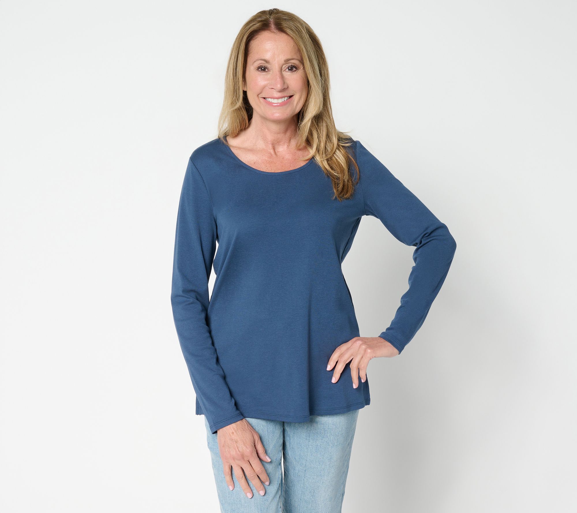 Belle by Kim Gravel TripleLuxe Scoop Neck Long Sleeve Top