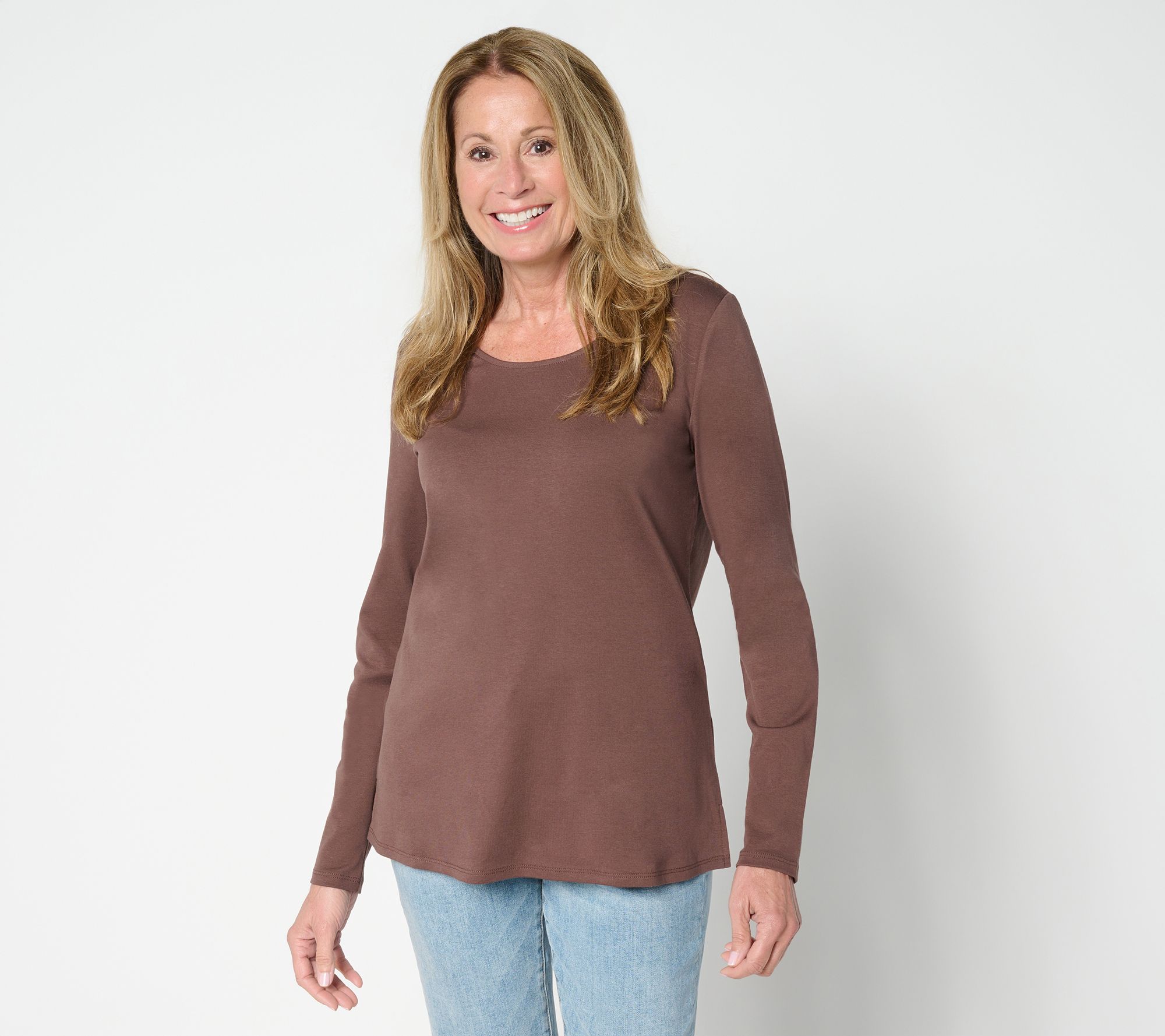 Belle by Kim Gravel TripleLuxe Scoop Neck Long Sleeve Top