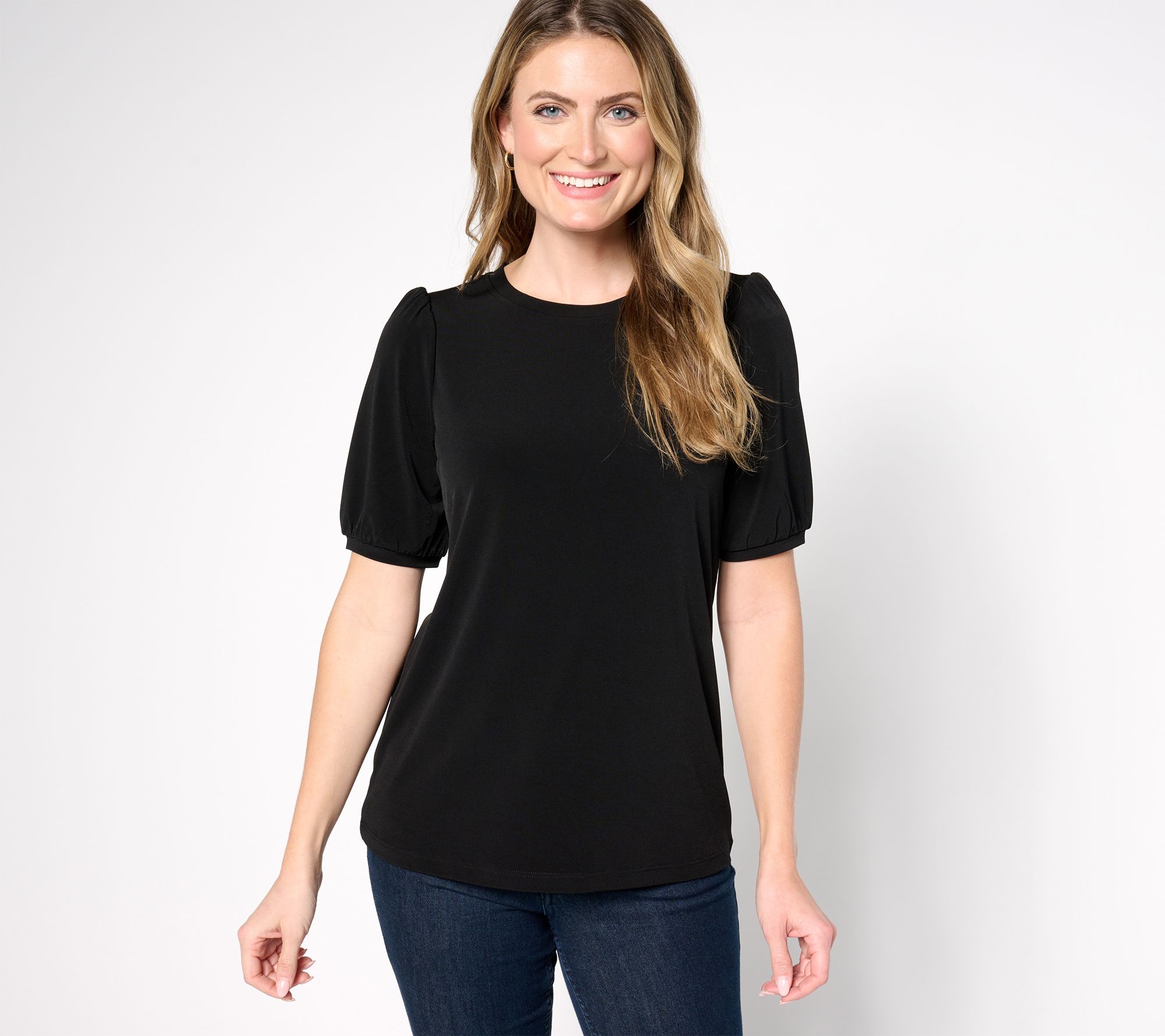 "As Is" Susan Graver Every Day Liquid Knit Jewel Neck Top