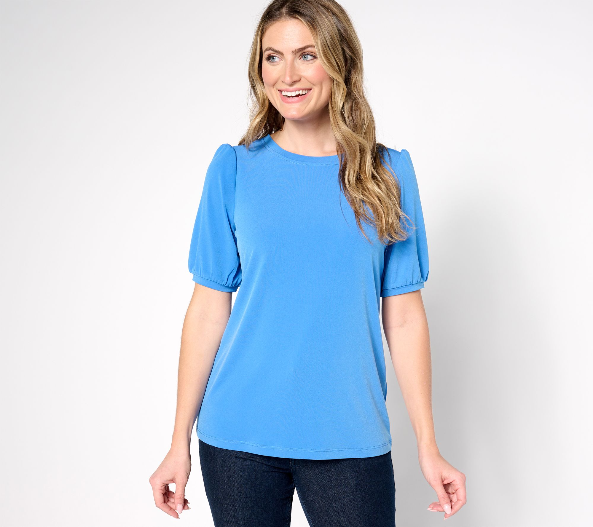 "As Is" Susan Graver Every Day Liquid Knit Jewel Neck Top